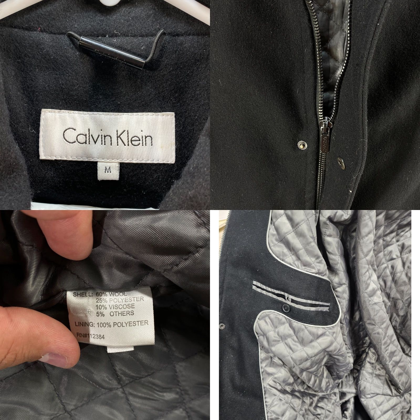 Calvin Klein VINTAGE Calvin Klein Black Wool Coat? 3 Snap Inside Pockets Full Zip Mens M Size US M / EU 48-50 / 2 - 8 Thumbnail
