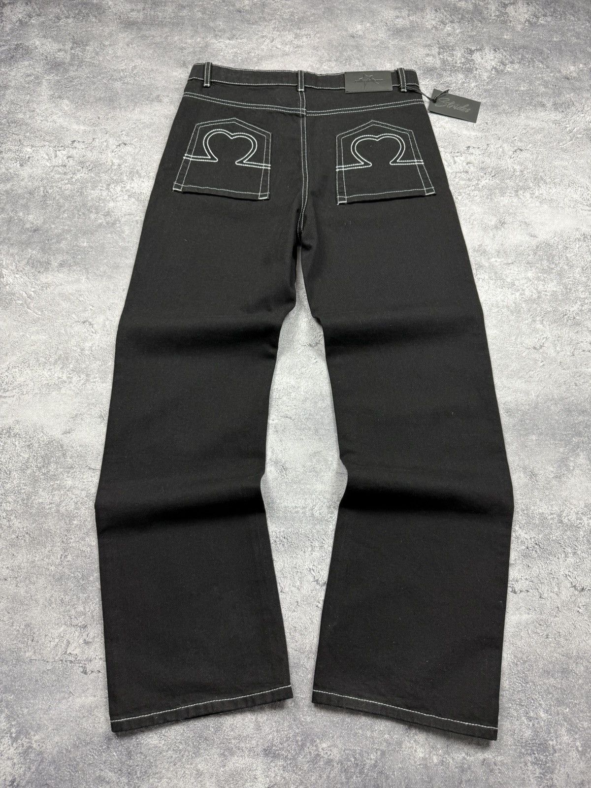 Japanese Brand Strides Baggy Jeans Denim Pants Black Y2K Skater Streetwear Size US 32 / EU 48 - 2 Thumbnail