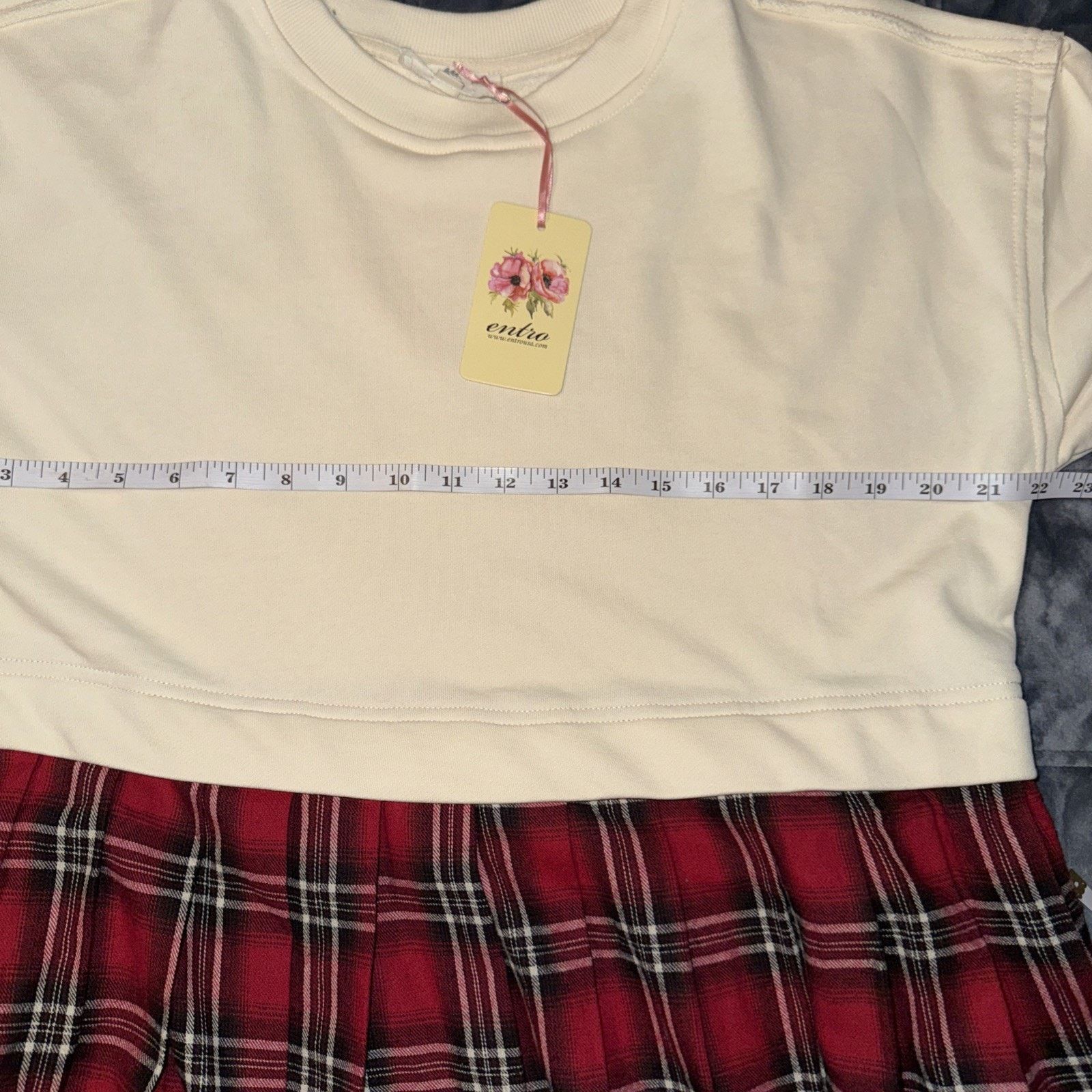Anthropologie Entro NWT Holly Mix Media Sweatshirt & Plaid Dress Sz S Size S / US 4 / IT 40 - 11 Thumbnail