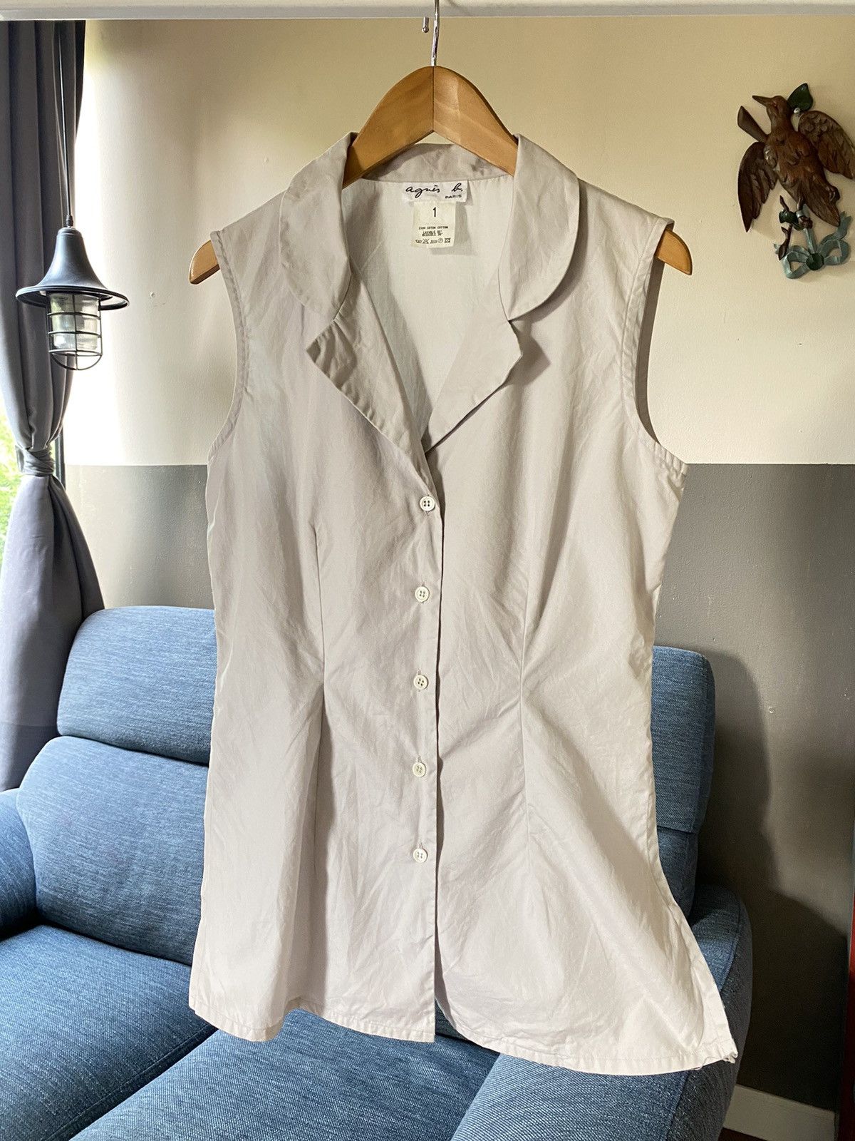 agnes b. agnes b. PARIS Gray Sleeveless Button Shirt Size XS / US 0-2 / IT 36-38 - 5 Thumbnail