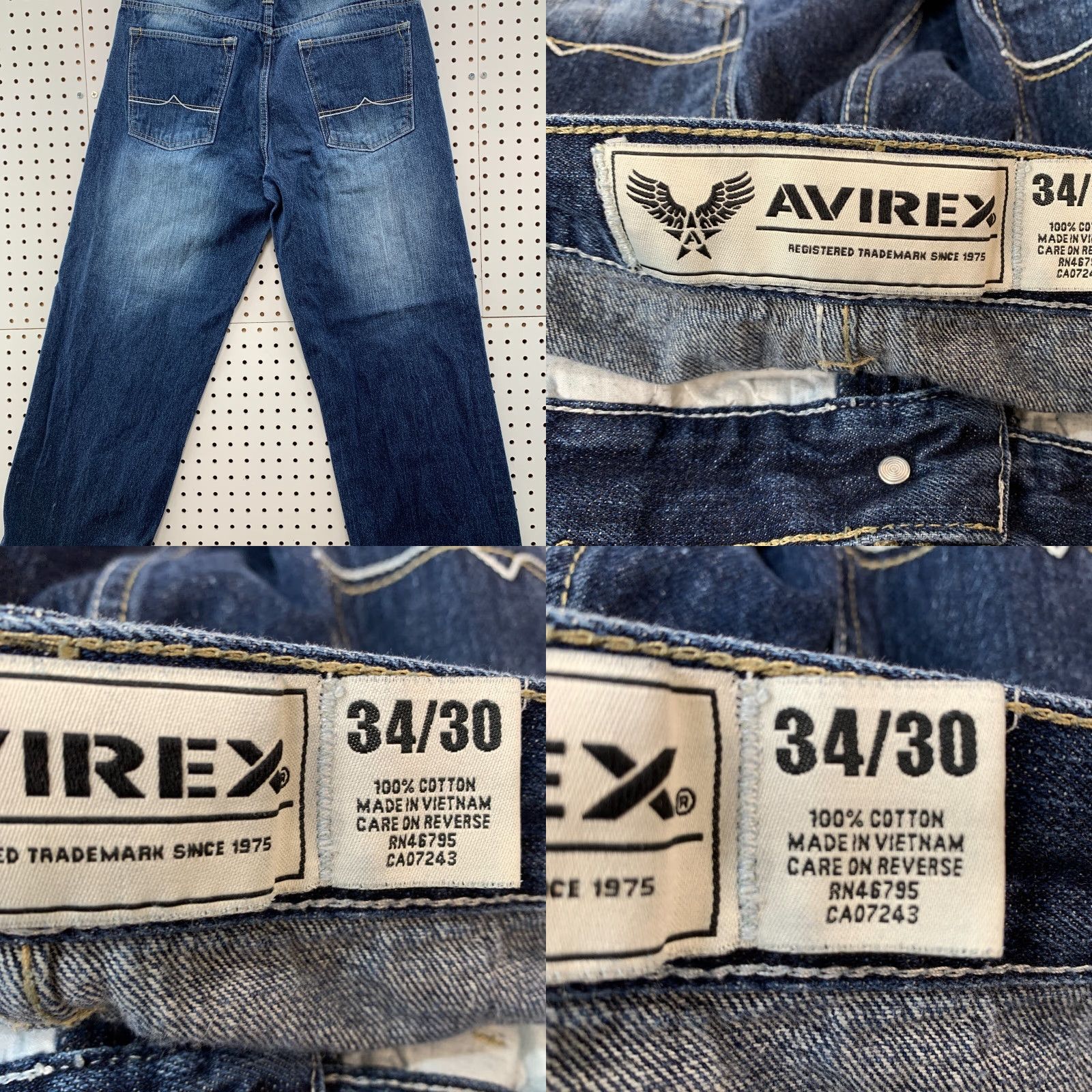 Avirex VINTAGE Avirex Jeans Mens 34x30 Dark Wash Hip Hop Baggy Denim 90s Punk Skinny Fit Size US 33 - 9 Thumbnail