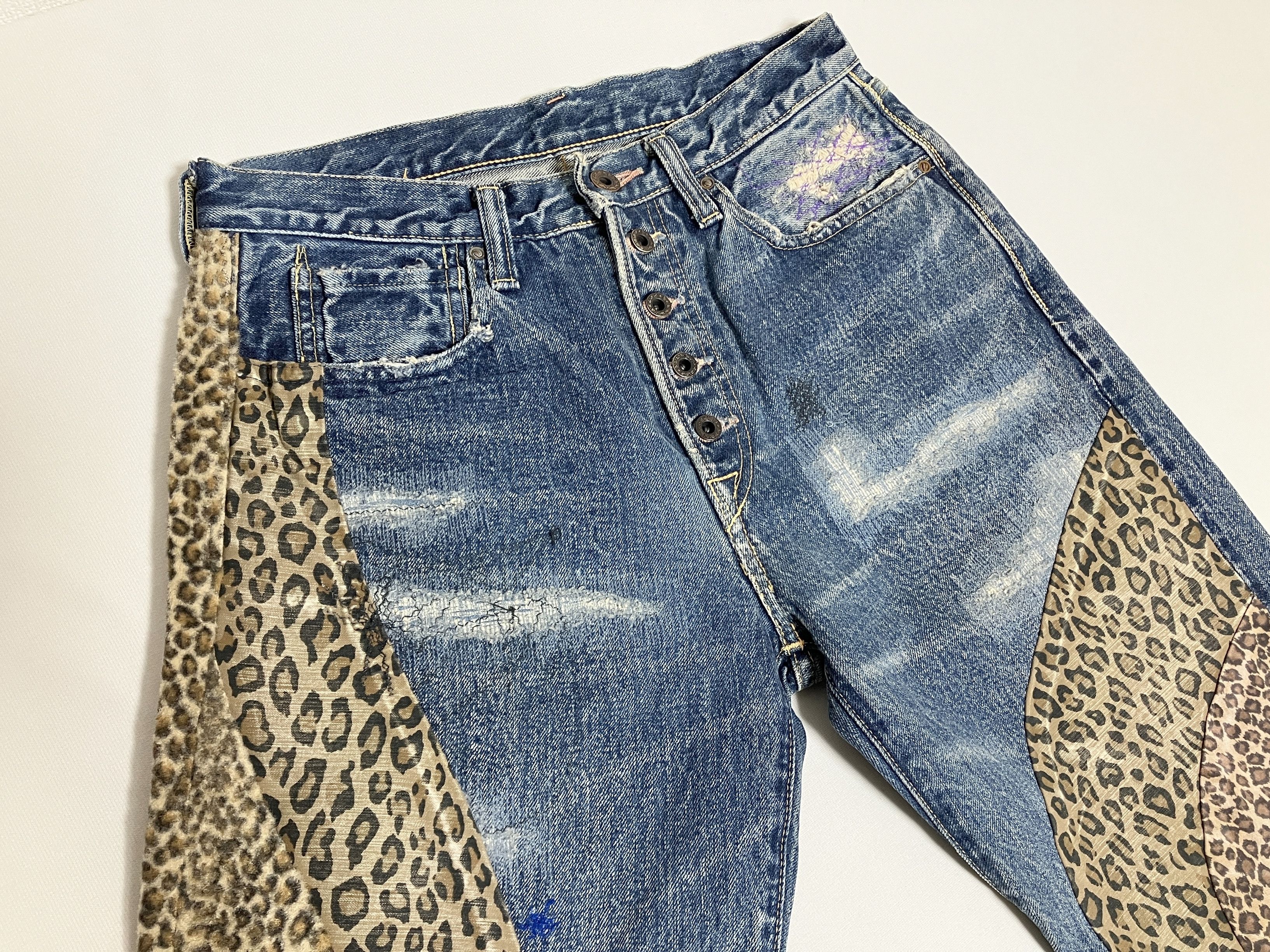 Kapital KAPITAL 14oz leopard remake denim shorts pants brand new Size US 30 / EU 46 - 3 Thumbnail