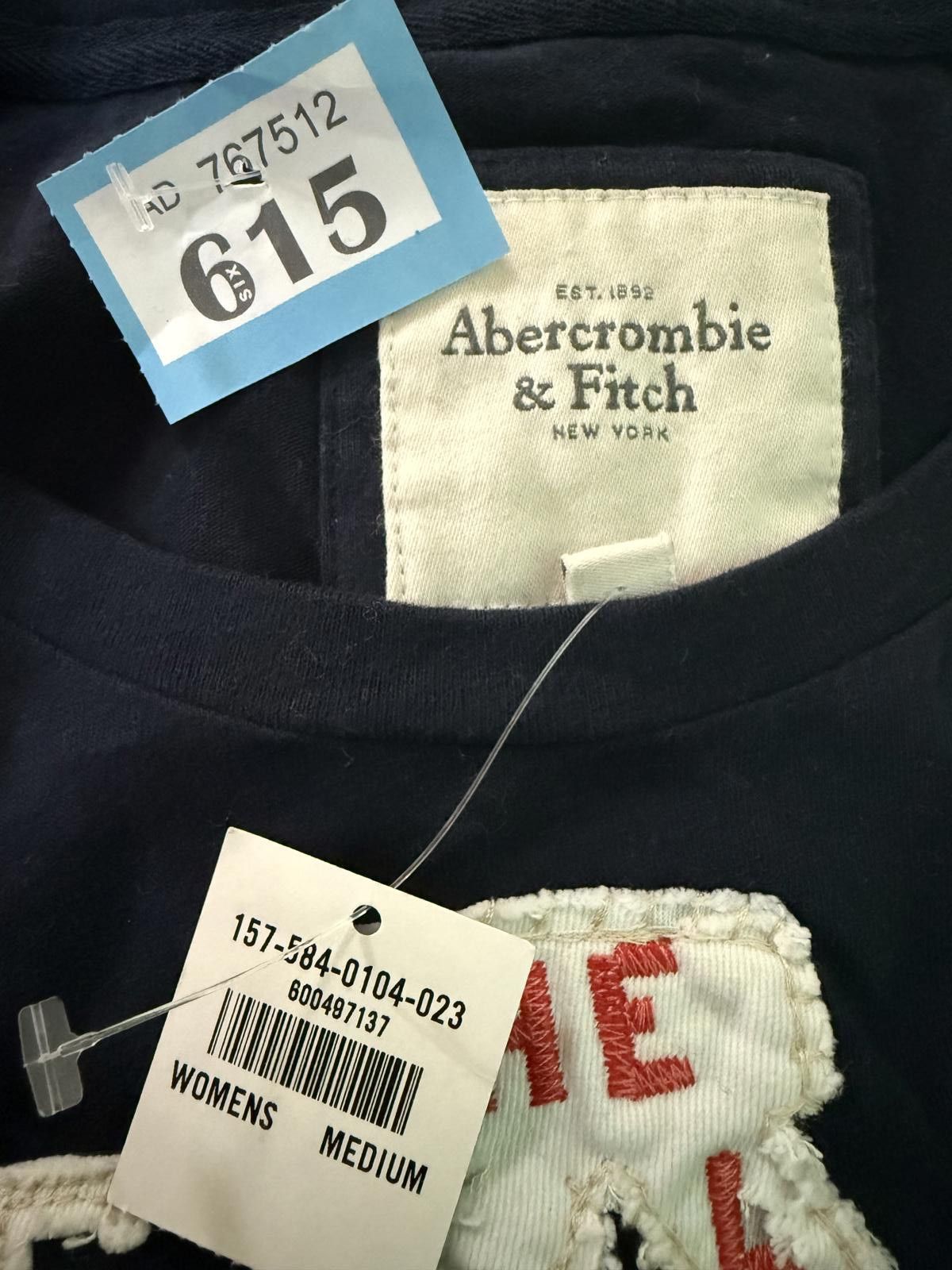 Abercrombie & Fitch Abercrombie & Fitch Women's Medium Black T-Shirt with Embro- Size M / US 6-8 / IT 42-44 - 3 Thumbnail