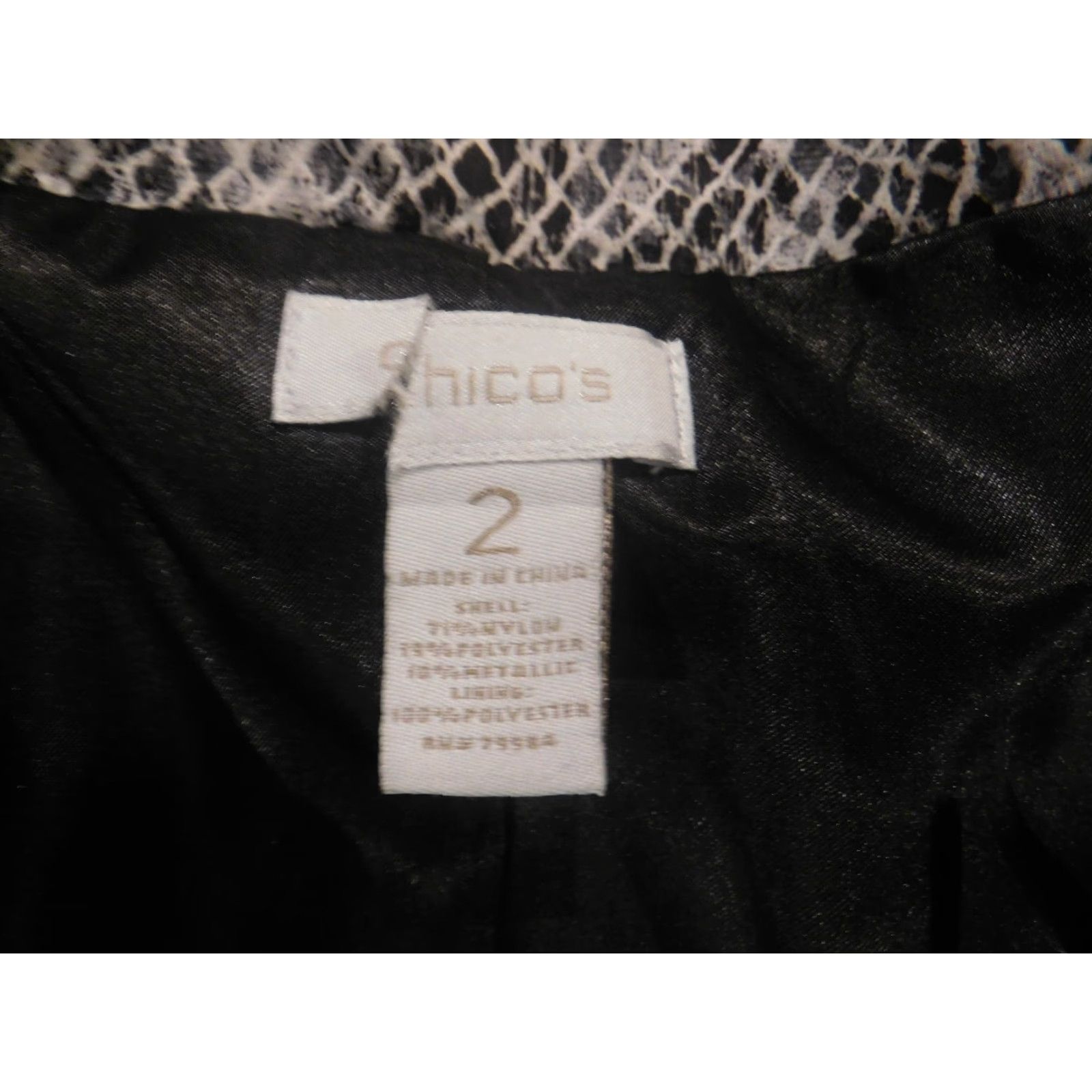Vintage Chicos Jacket Gray Women Zip Animal Print Loose Snakeskin 2 Medium Open Casual Fur Trim Vintage No Size XS / US 0-2 / IT 36-38 - 3 Thumbnail