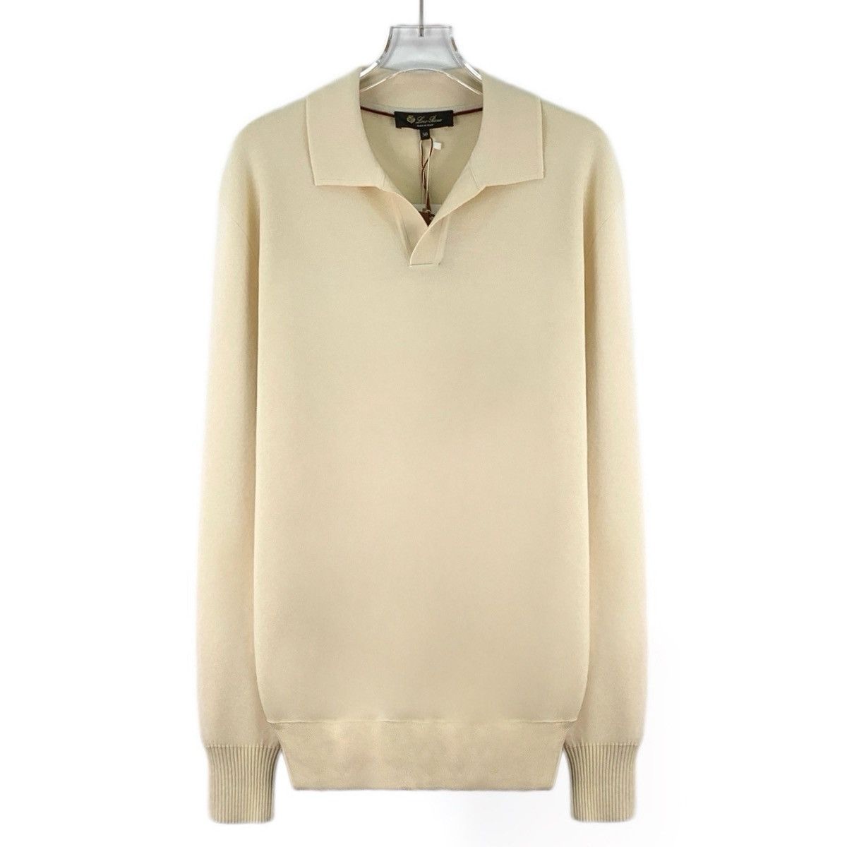 Loro Piana Loro Piana Beige Wool Lapel Long Sleeve Knit Sweater K26WX Size US L / EU 52-54 / 3 - 1 Thumbnail