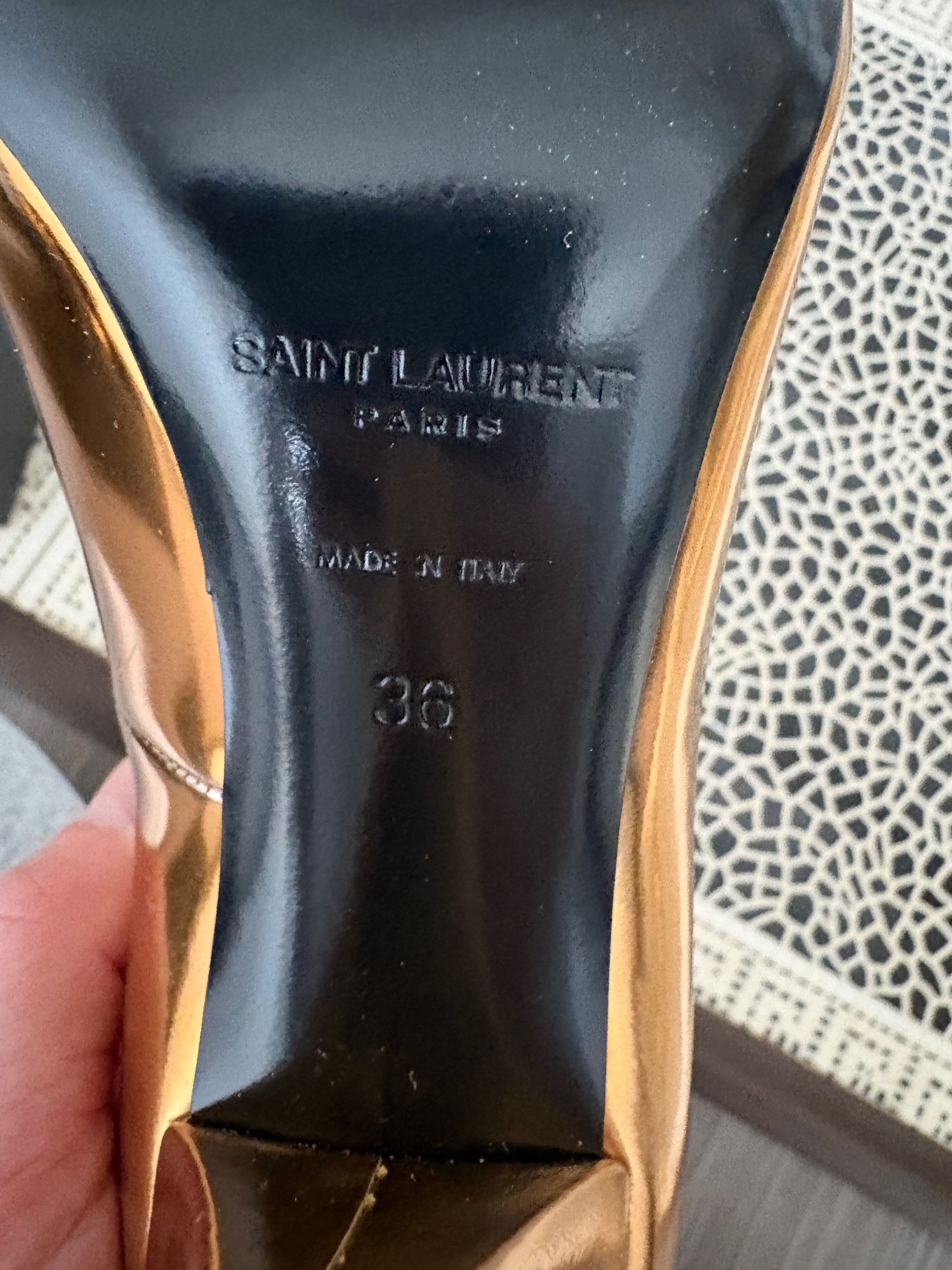 Saint Laurent Paris Saint Laurent Gold Heels Size US 6 / IT 36 - 7 Thumbnail