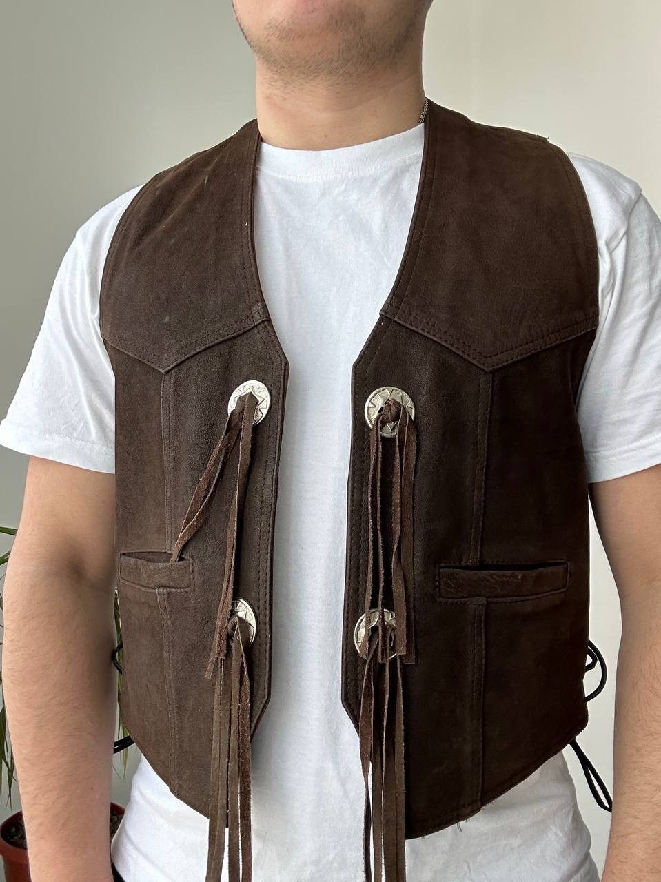 Genuine Leather × Vintage Vintage Genuine Leather Brown Cowboy West Jacket Size US M / EU 48-50 / 2 - 10 Thumbnail