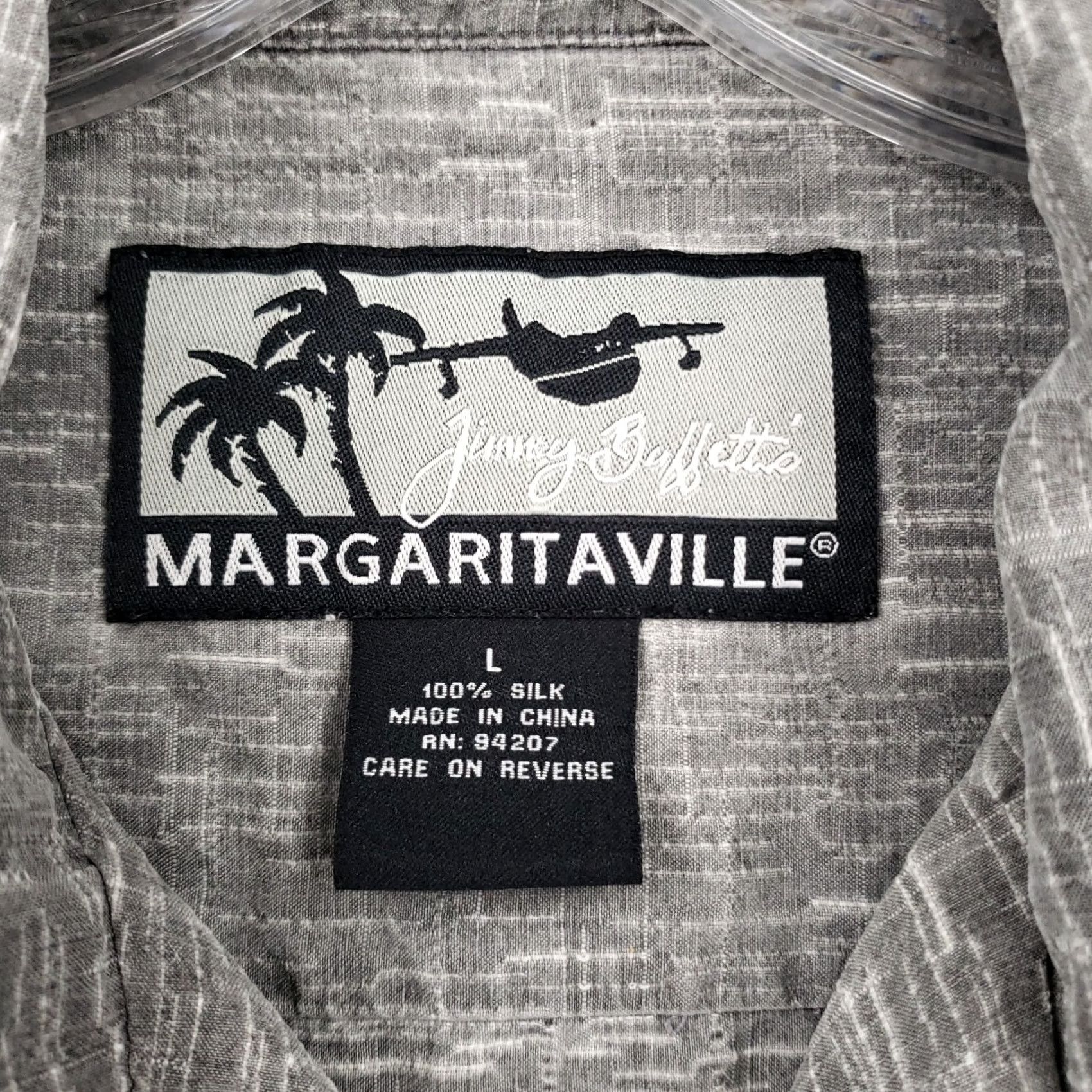 Vintage Margaritavilla Jimmy Buffett Shirt Mens Large L Gray Silk Button Up Short Sleeve Size US L / EU 52-54 / 3 - 7 Thumbnail