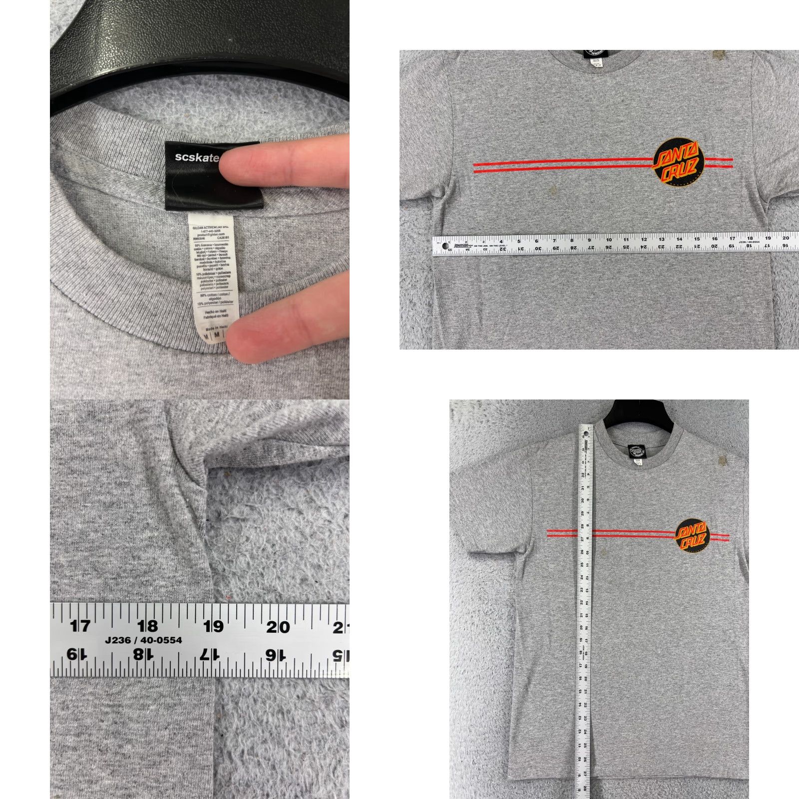Vintage Santa Cruz Shirt Adult Medium Gray Crew Neck Short Sleeve Skate T-Shirt Mens Size US M / EU 48-50 / 2 - 8 Thumbnail