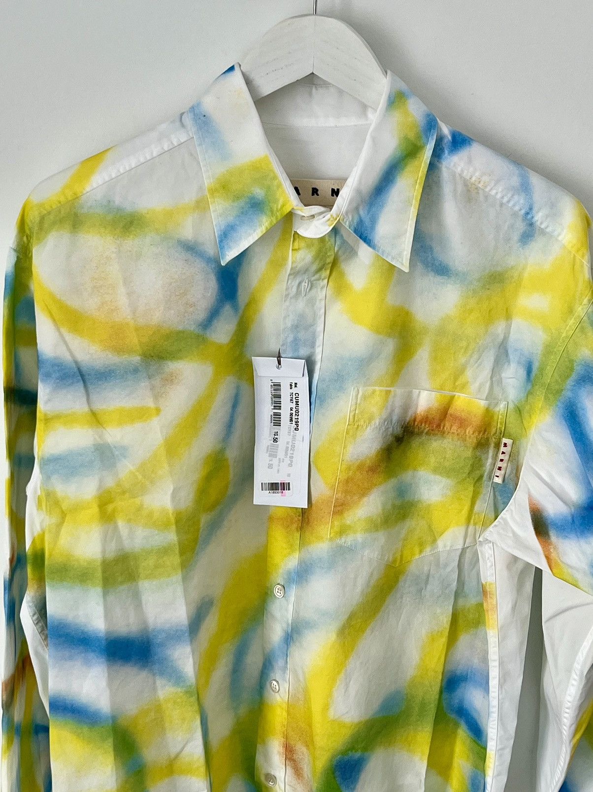 Marni New MARNI Scribble Spray Paint Multicolour Oxford Shirt 50 Size US M / EU 48-50 / 2 - 12 Thumbnail