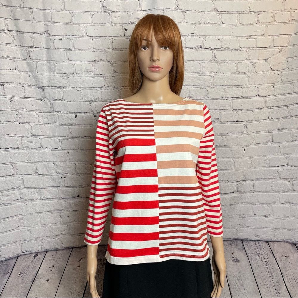 J.Crew J. Crew Colorblock Striped 3/4 Sleeves Top Size S Size S / US 4 / IT 40 - 1 Thumbnail