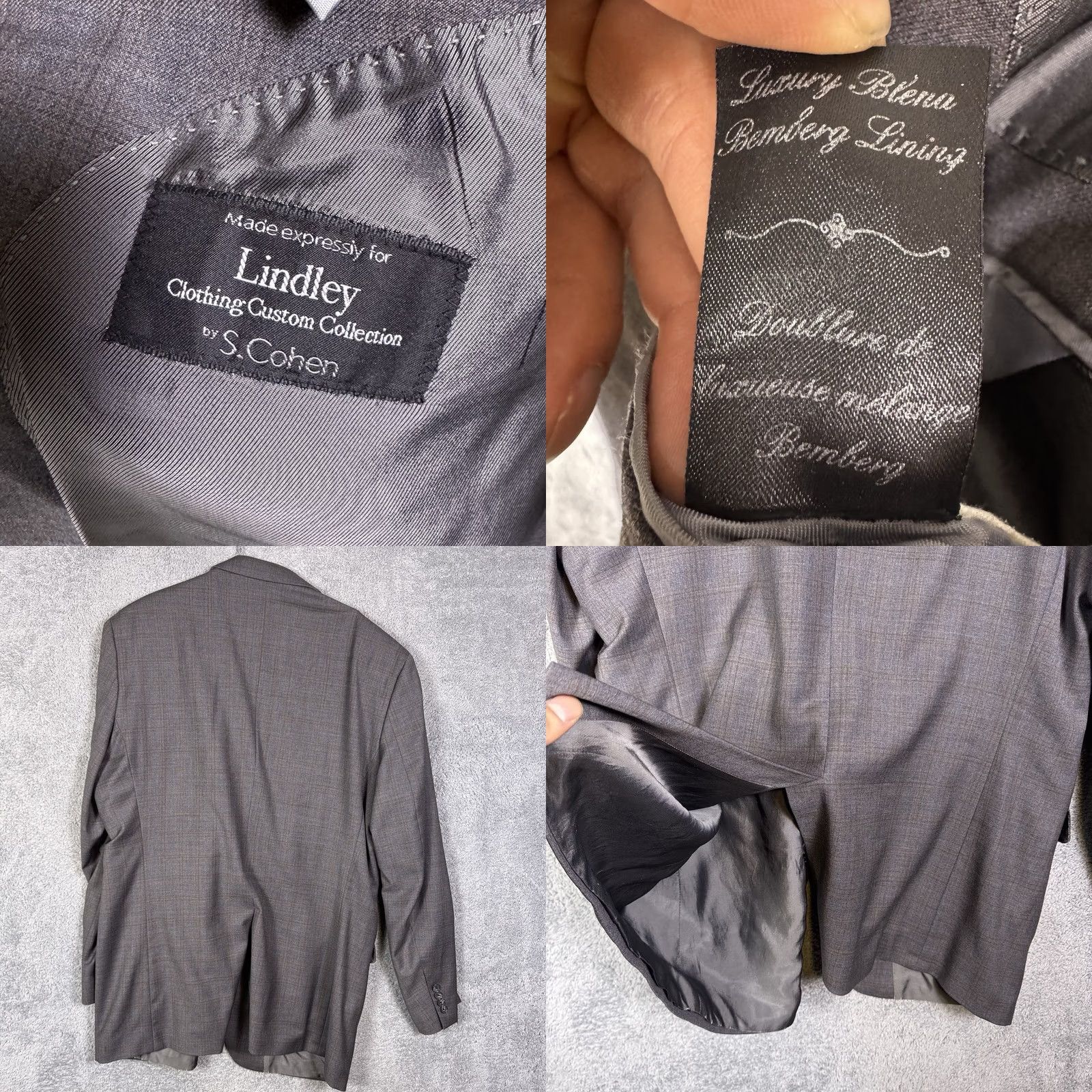 Vintage VINTAGE S. Cohen Suit Mens 48L 36x33 Blazer Slacks 2 Piece Wool Windowpane Gray 80s 90s City Classic Designer Retro Business Formal Mens Size 48R - 9 Thumbnail