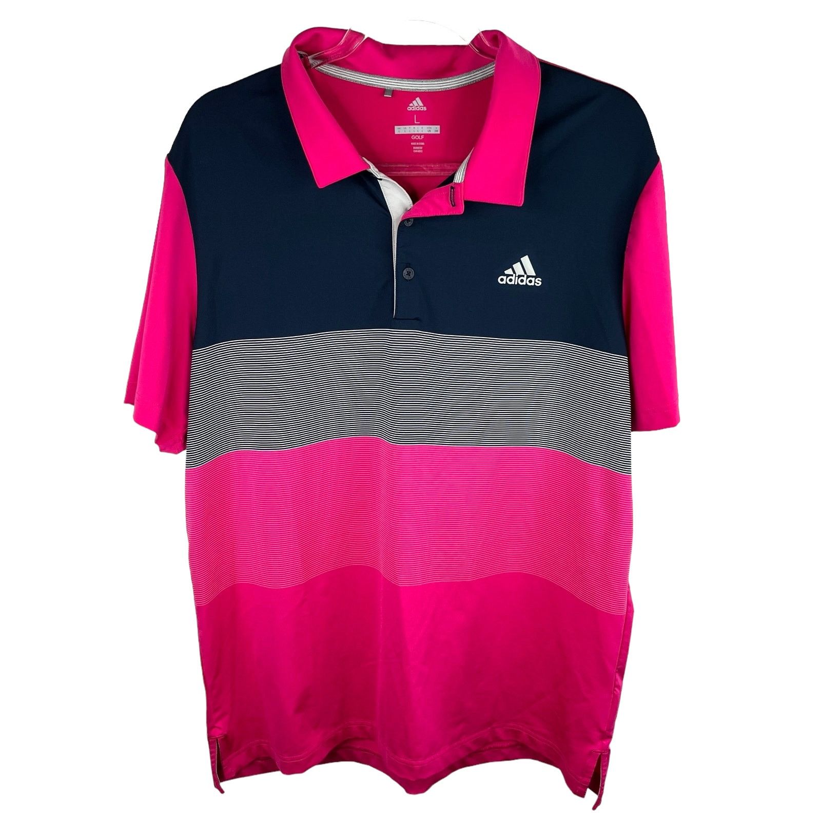 Adidas Adidas Mens Golf Polo Large Fuchsia Navy Size US L / EU 52-54 / 3 - 1 Thumbnail