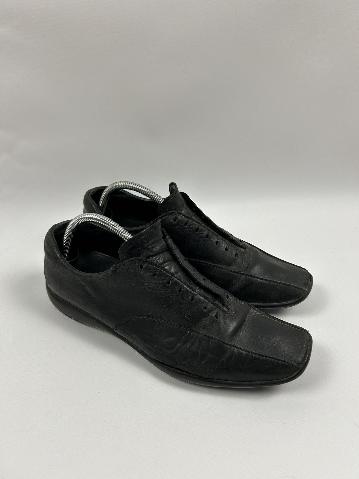 Vintage Prada Leather Shoes Avant Garde Style in Black, Men's (Size 8)