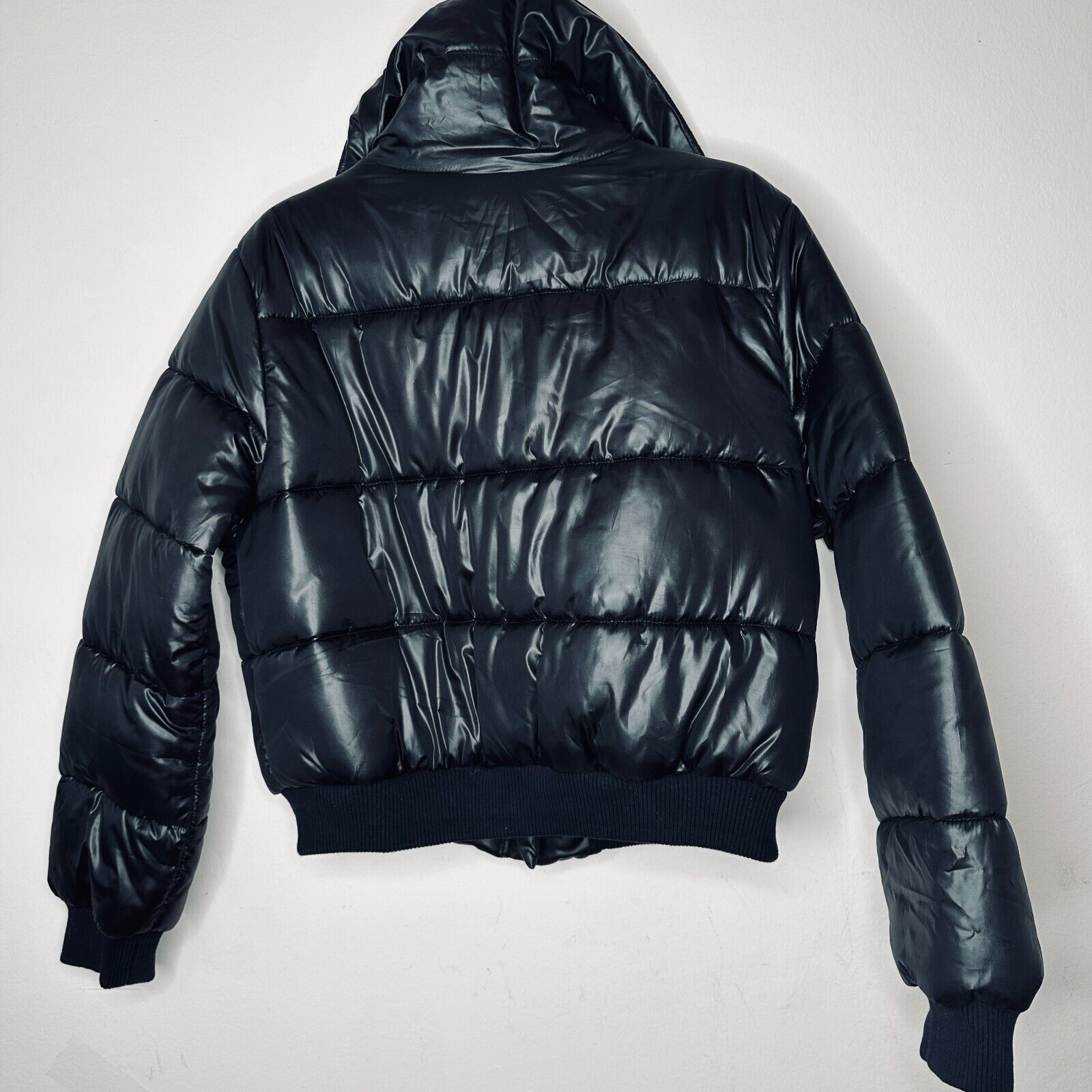 REVOLVE Lovers + Friends Black Satin Jacket Banded Hem & Cuff Zip L Size L / US 10 / IT 46 - 3 Thumbnail