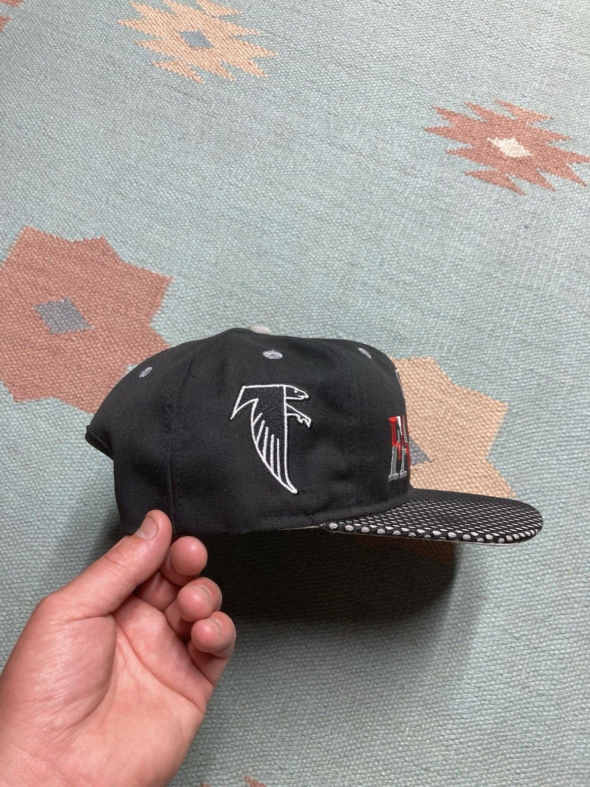 Vintage 90s SnapBack hat Atlanta falcons #1 apparel USA NFL black Size ONE SIZE - 4 Thumbnail