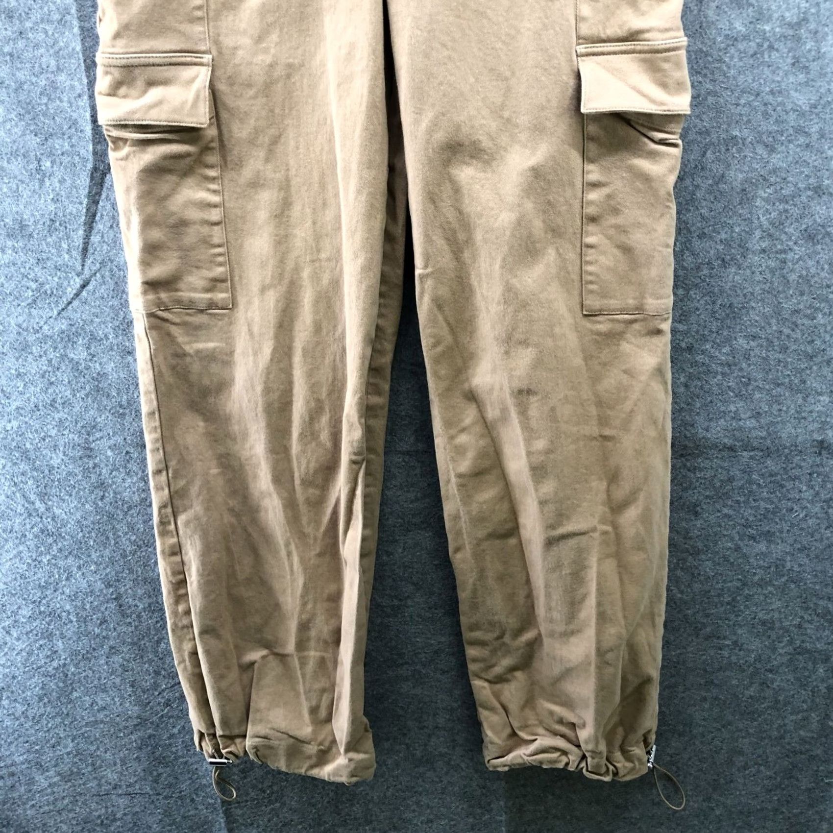 Express Express Cargo Jogger Pants Womens 4 Tan Baggy High Rise Drawstring Cargo Style Wide-Leg Pants Women's 4 Brown Cotton Blend Size 27" / US 4 / IT 40 - 4 Thumbnail