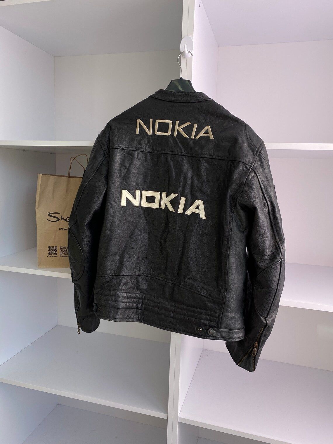Motorola Vintage Nokia Leather moto racing jacket coat Size US M / EU 48-50 / 2 - 4 Thumbnail
