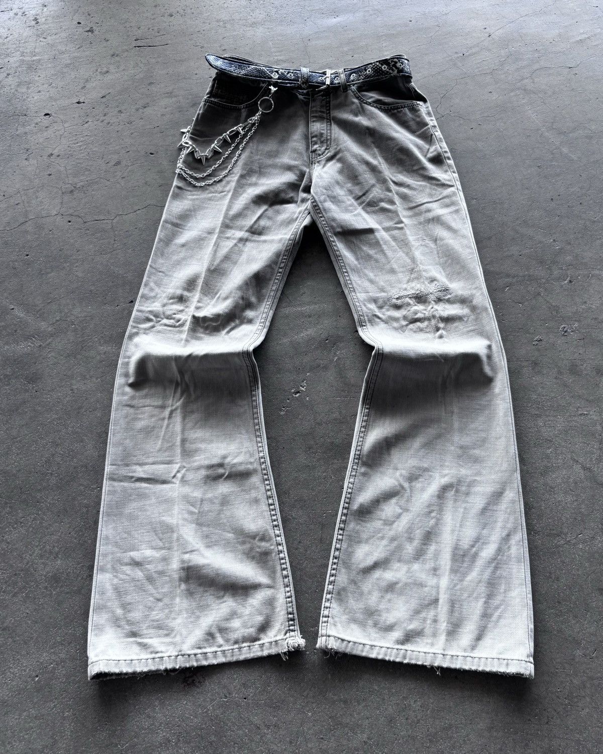 Japanese Brand Rare Midas studded crocodile flared lgb