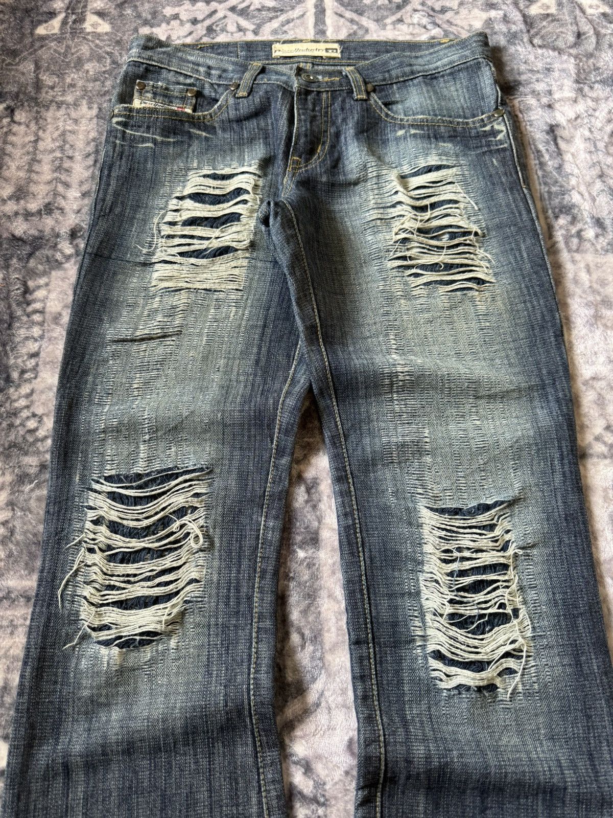 Diesel Vintage Diesel Boro Weave Distressed Flared Jeans Size US 29 - 3 Thumbnail
