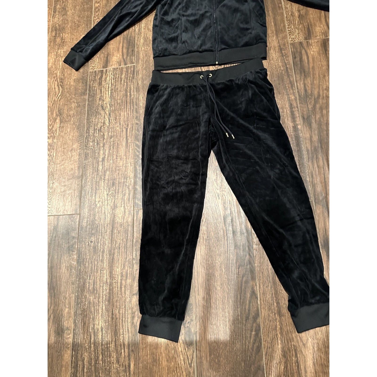 Juicy Couture VINTAGE Juicy Couture Tracksuit Jacket Pants Set Large L Black Women Pockets Velour 2000s Y2K Size L / US 10 / IT 46 - 3 Thumbnail