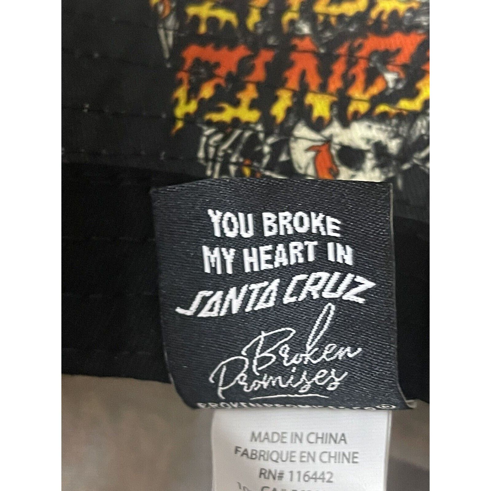 Santa Cruz Skateboards Santa Cruz Bucket Hat Black Broken Promises Flames Skull NWT Size ONE SIZE - 6 Thumbnail