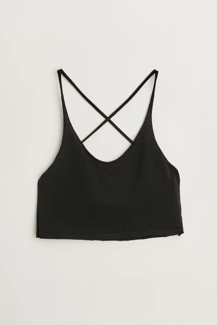 Judy Turner o1mle0425 Lea Cropped Tank Top in Nero Size XL / US 12-14 / IT 48-50 - 1 Thumbnail