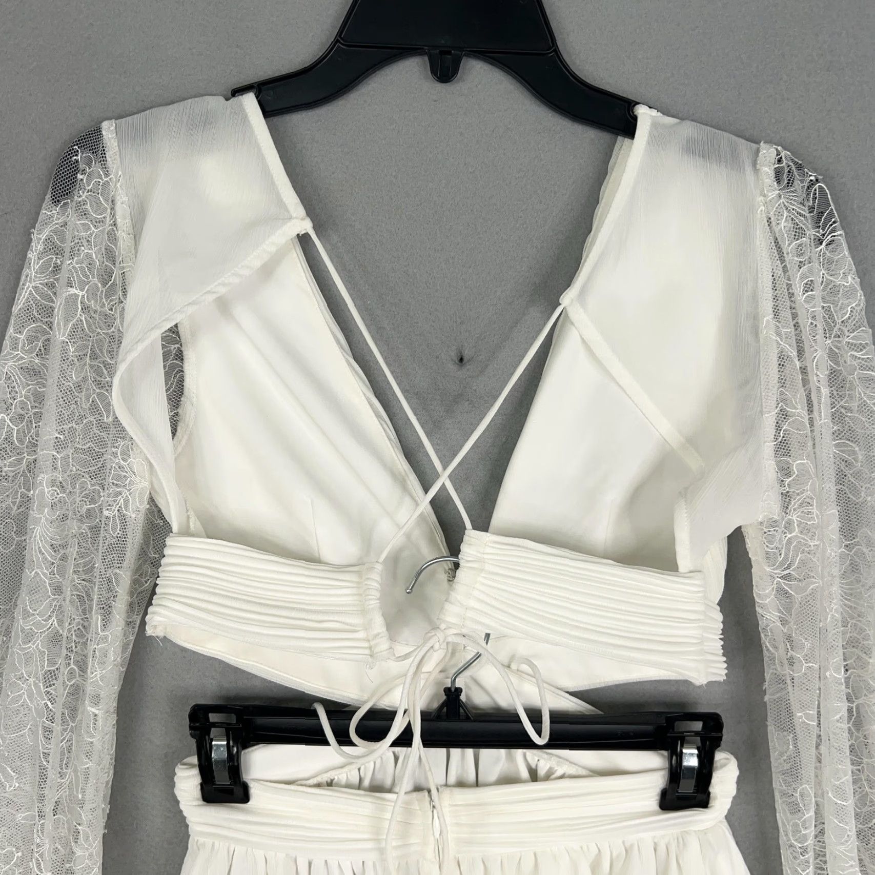 Vintage Twosisters The Label Dress Womens XS White Lace Cutout Cottage Coquette Bride Mini Fit & Flare White Lace Size XS / US 0-2 / IT 36-38 - 7 Thumbnail