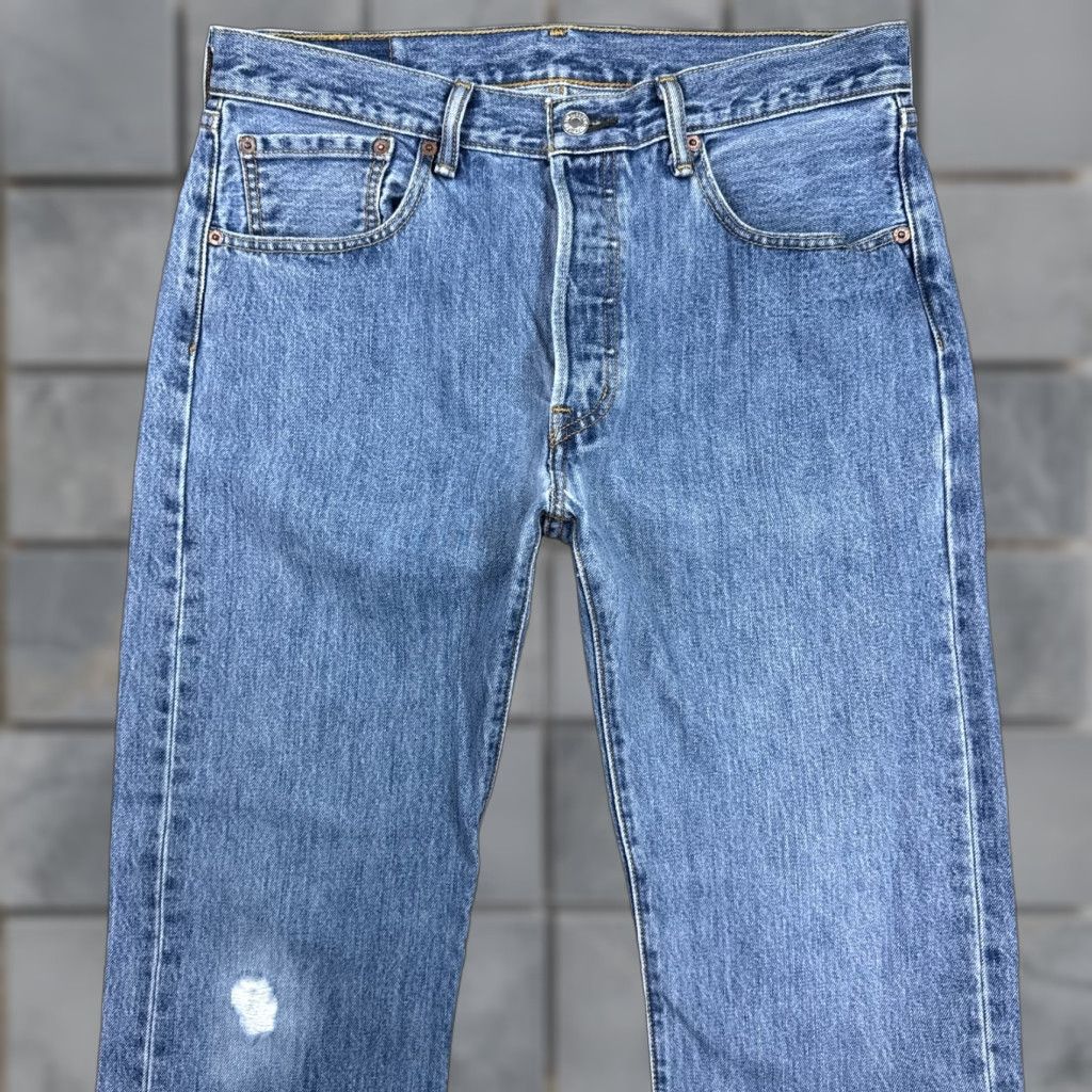 Levi's Levis 501 Jeans Mens 32x30 Blue Button Fly Denim Pants Thrashed Work Distressed Jeans Regular Levi's 501 Model Mexico Vintage No Size US 32 / EU 48 - 1 Thumbnail