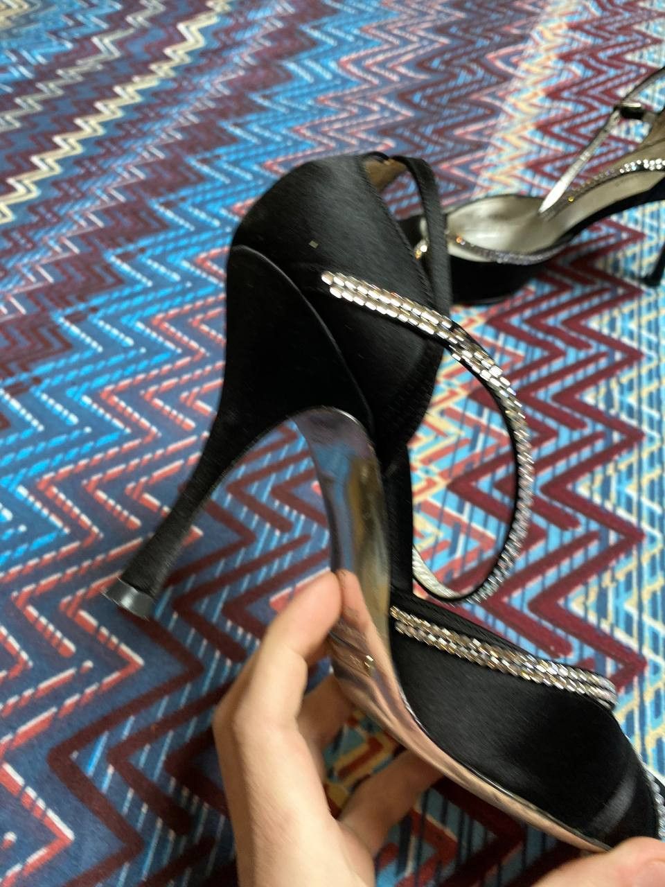 Dolce & Gabbana D&G Velvet Crystal Slingback Heels Vintage shoes chic Size US 7 / IT 37 - 10 Thumbnail