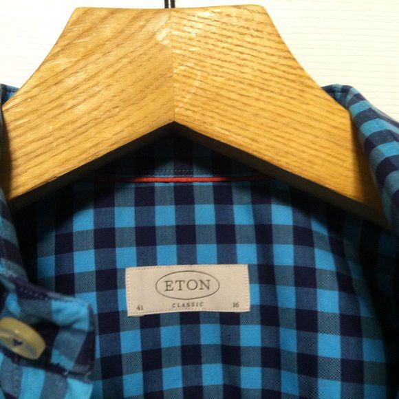 Eton ETON MEN'S BLUE 100%COTTON LONG SLEEVE CASUAL SHIRT SIZE: 16 Size US L / EU 52-54 / 3 - 6 Thumbnail