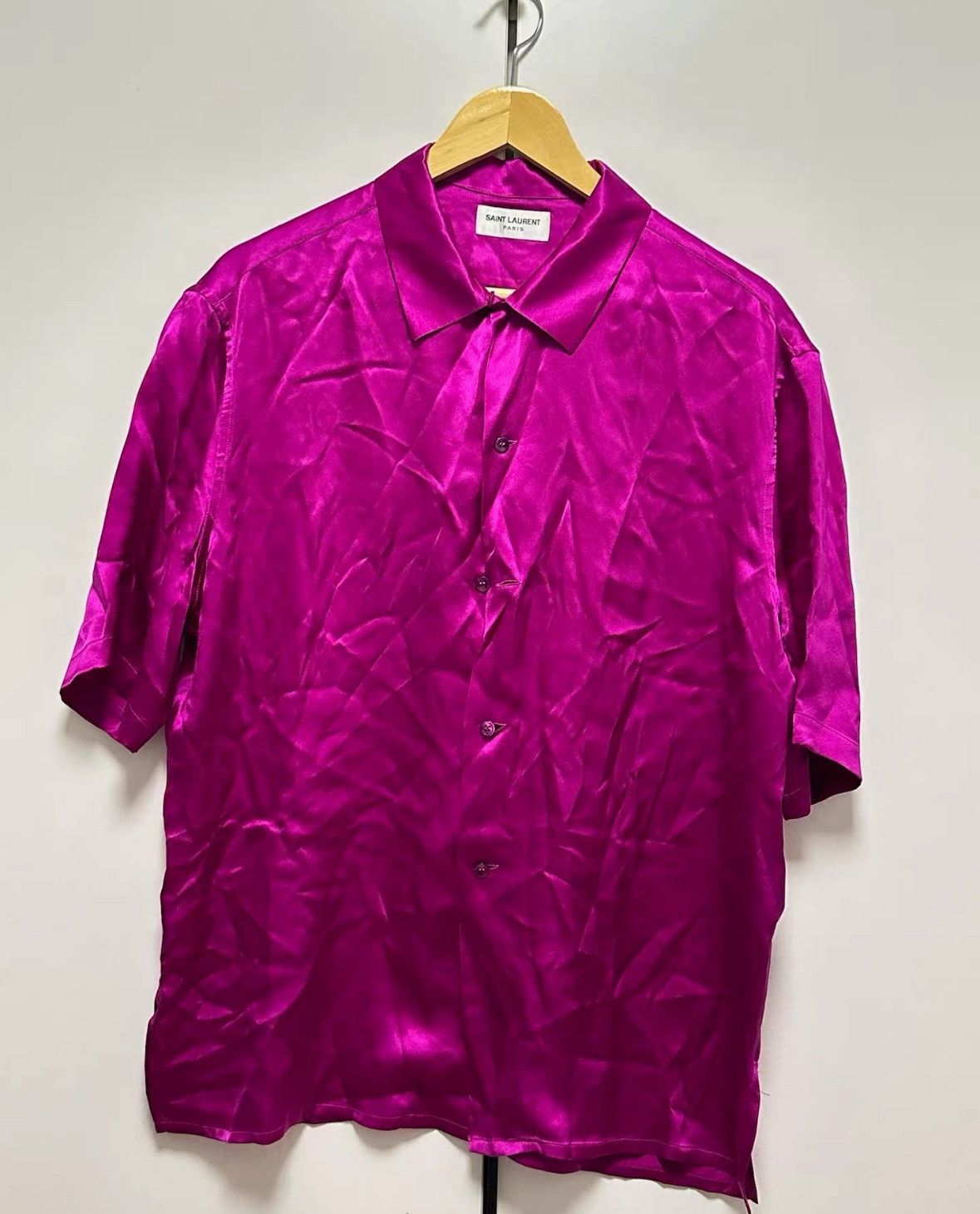 Saint Laurent Paris Saint laurent 22ss silk satin half sleeve shirt Size US M / EU 48-50 / 2 - 1 Thumbnail