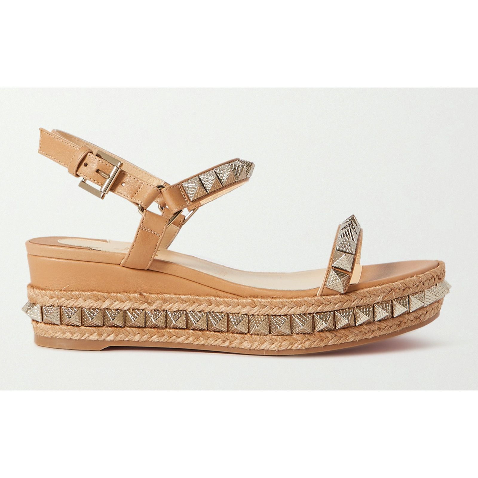 Christian Louboutin Pyraclou 60 Cuir Brown Platform Wedge Sandal Heel Pump 35 Size US 5 / IT 35 - 1 Thumbnail