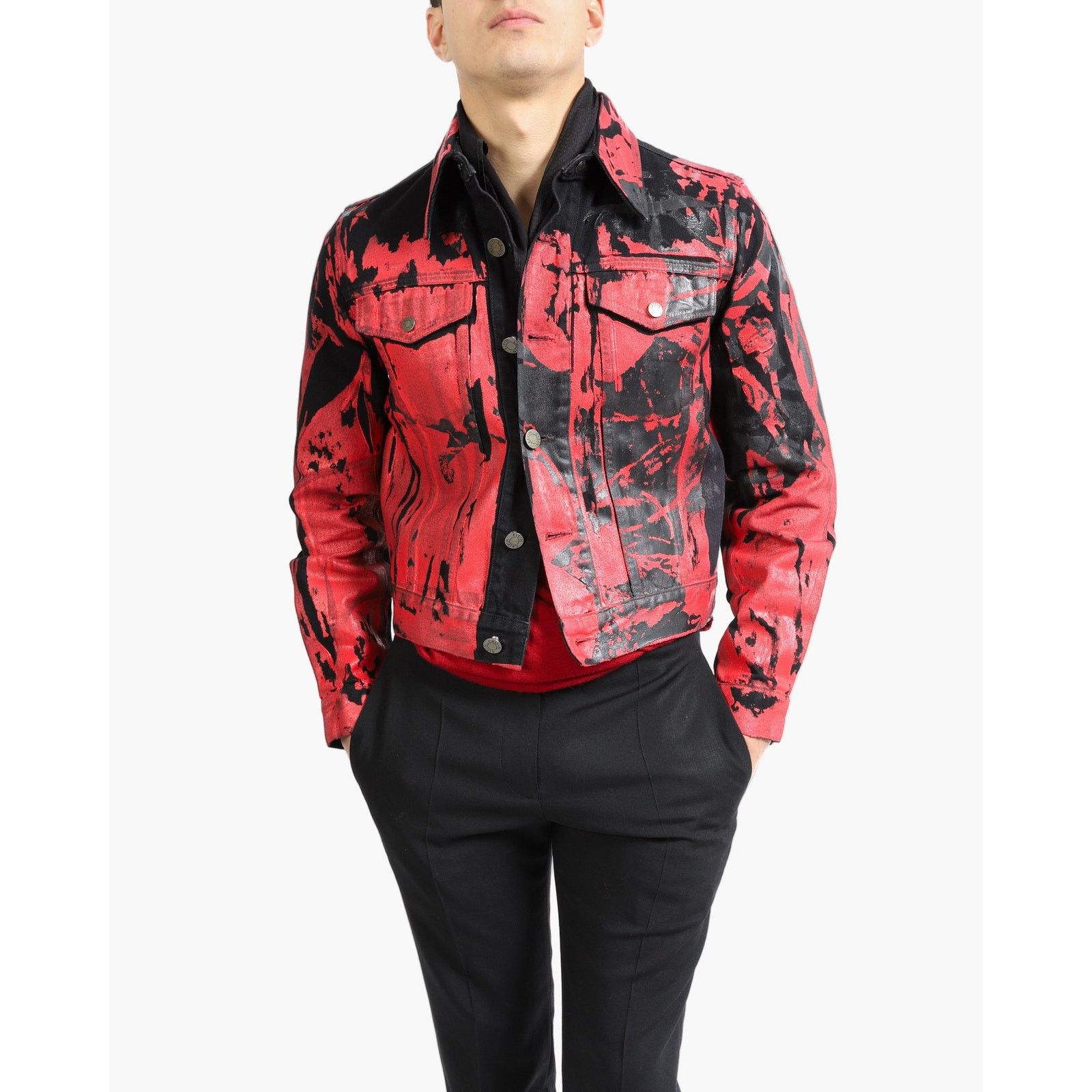 Calvin Klein 205W39NYC FW18 Red Warhol Screenprinted Denim Jacket Size US S / EU 44-46 / 1 - 1 Thumbnail