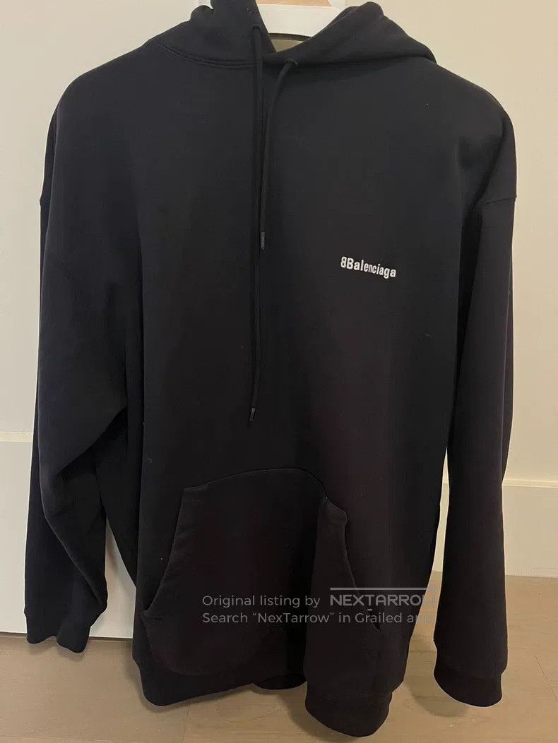 Balenciaga Classic Logo Dark Blue Hooded Sweatshirt