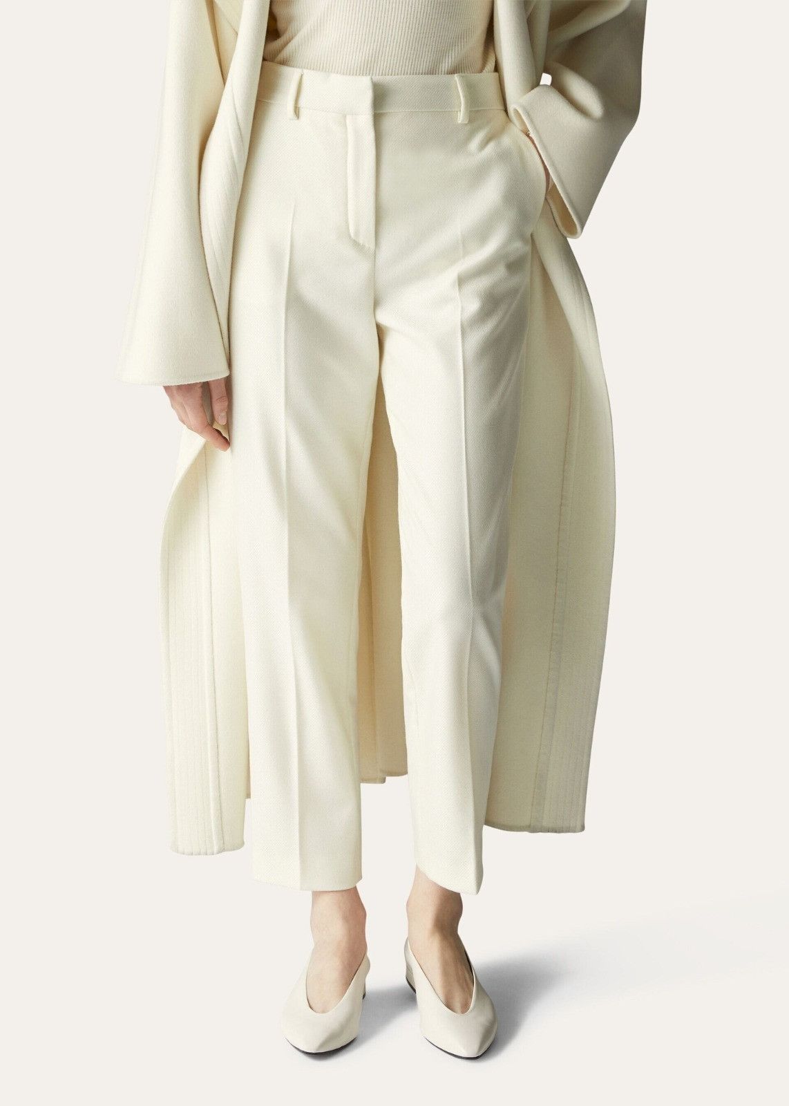 Loro Piana o1srvl11e0824 Neo Derk Cashmere Flannel Pant in Ivory Size 27" / US 4 / IT 40 - 2 Thumbnail