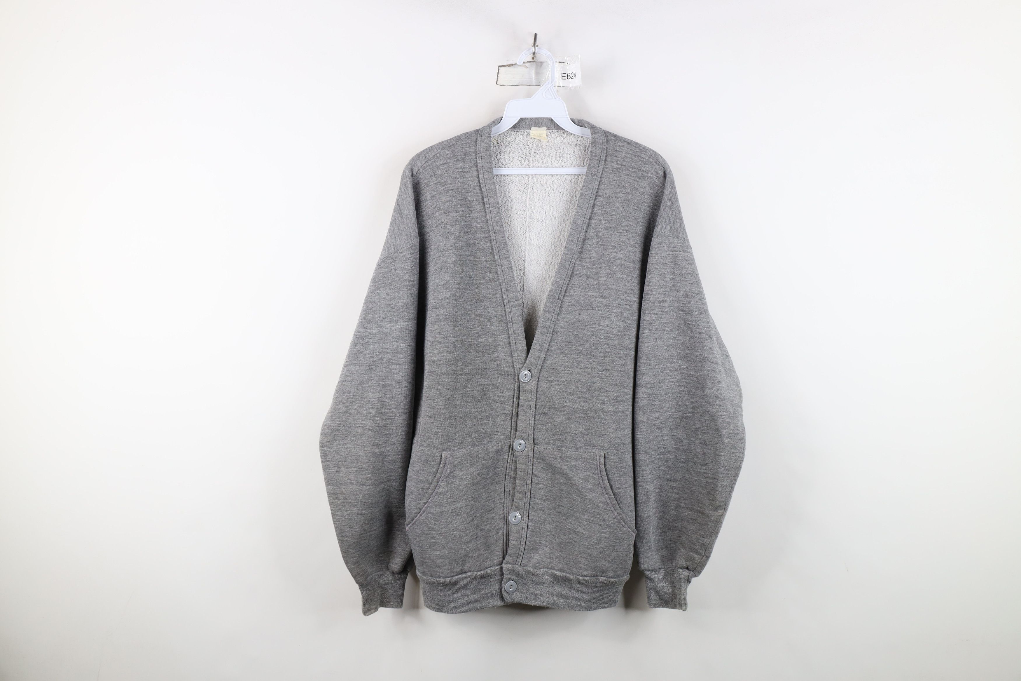 Vintage Vintage 70s Streetwear Cardigan Sweatshirt Heather Gray USA Size US L / EU 52-54 / 3 - 1 Thumbnail