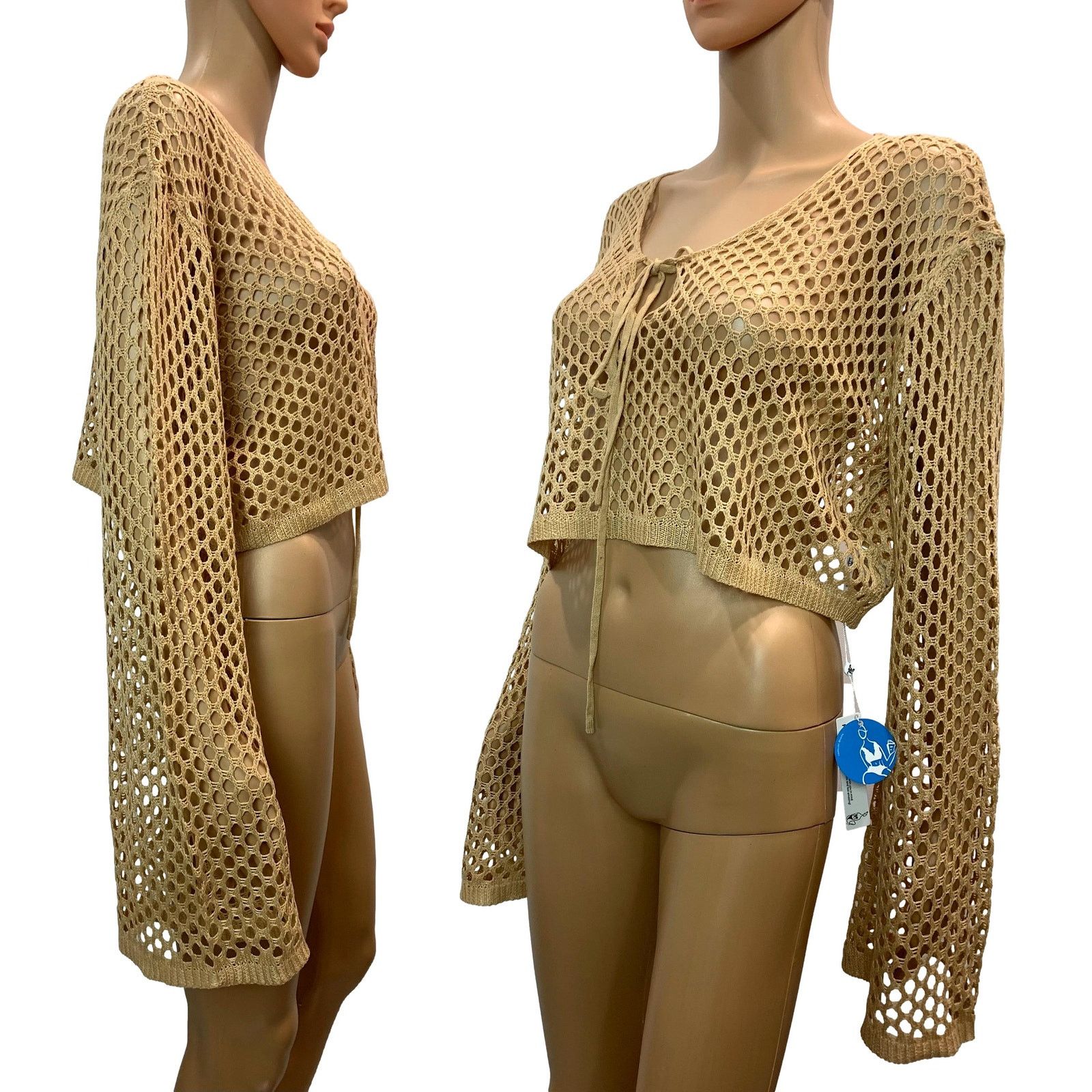Other NEW CUPSHE Crop Crochet Open Knit Bell Sleeve Sweater | S Size S / US 4 / IT 40 - 1 Thumbnail