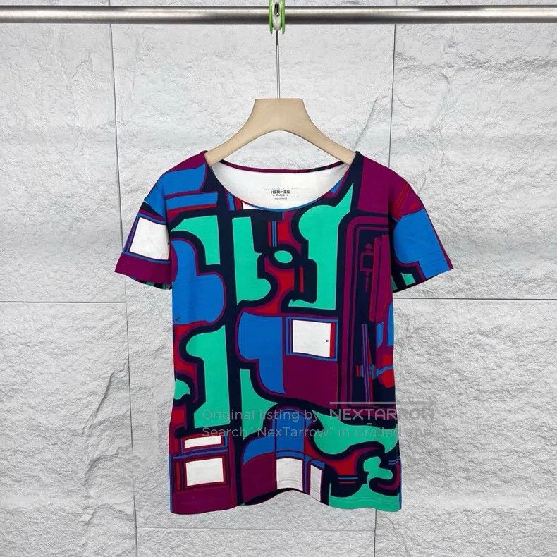 Hermes Hermes Full Print Color Block Short Sleeve Size XXS / US 00 / IT 34 - 1 Thumbnail