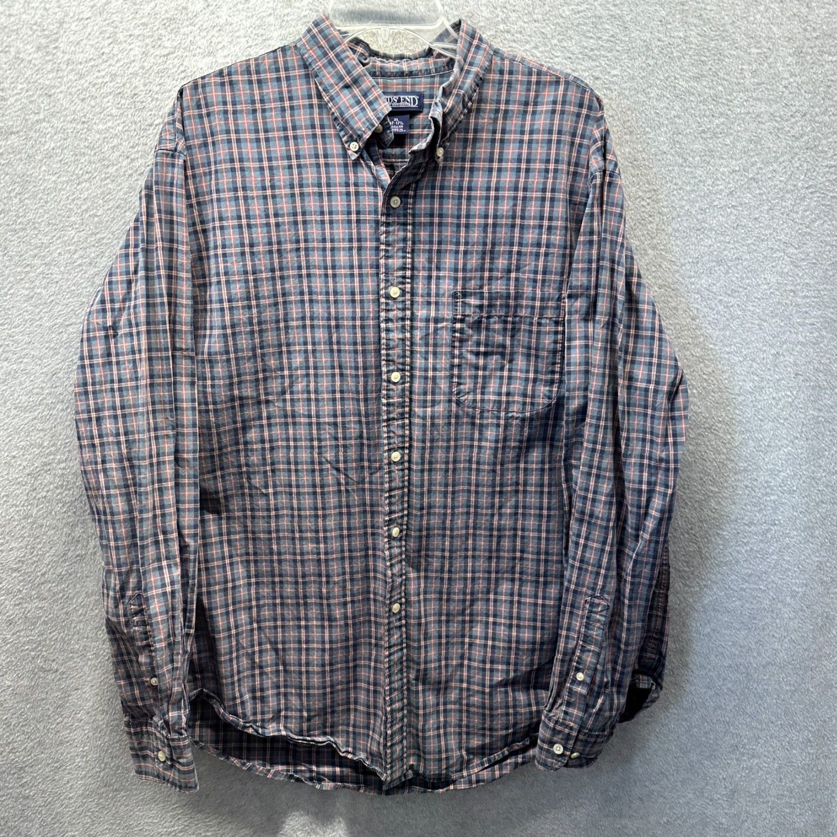 Lands' End VINTAGE Lands' End Shirts XL 17 Blue Cotton 90s Button Up Mens Long Sleeve Plaid Shirt Size US XL / EU 56 / 4 - 2 Thumbnail