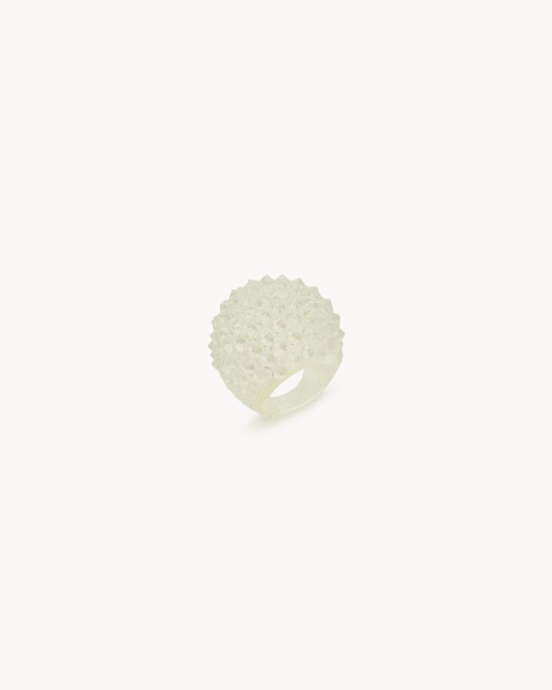 Saint Laurent Paris o1bcso1str0226 Size:07/Spiked Dome Ring in Off White Size ONE SIZE - 1 Thumbnail