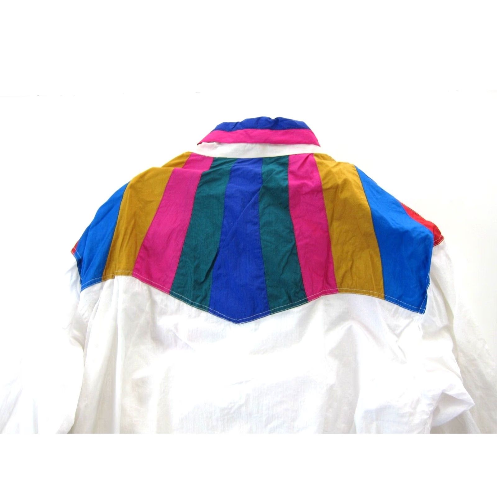Haband Vtg Haband Nylon Pink Green Blue Yellow Rainbow Snap Pocket Track Jacket Large Size L / US 10 / IT 46 - 5 Thumbnail