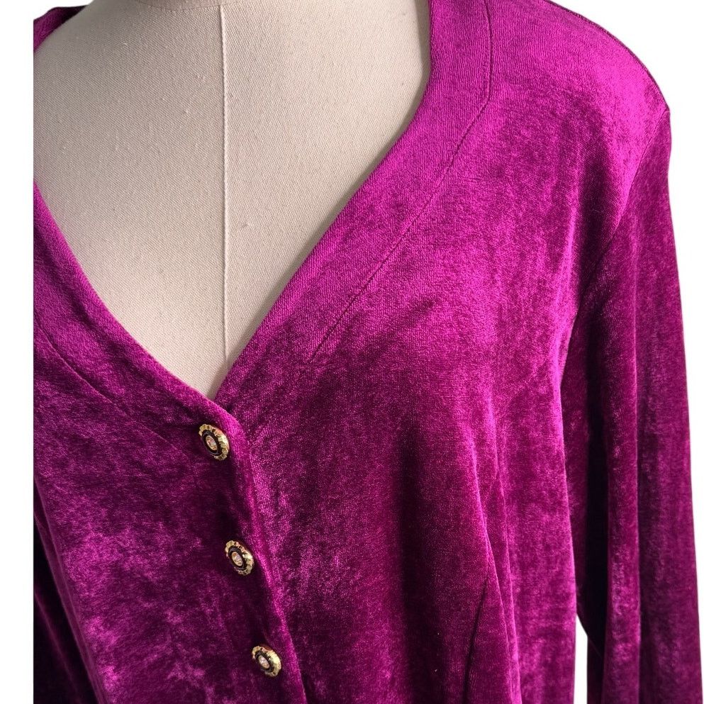 Vintage Vintage velvet jeweled button shift dress size 1 = XL/1X Size XL / US 12-14 / IT 48-50 - 5 Thumbnail