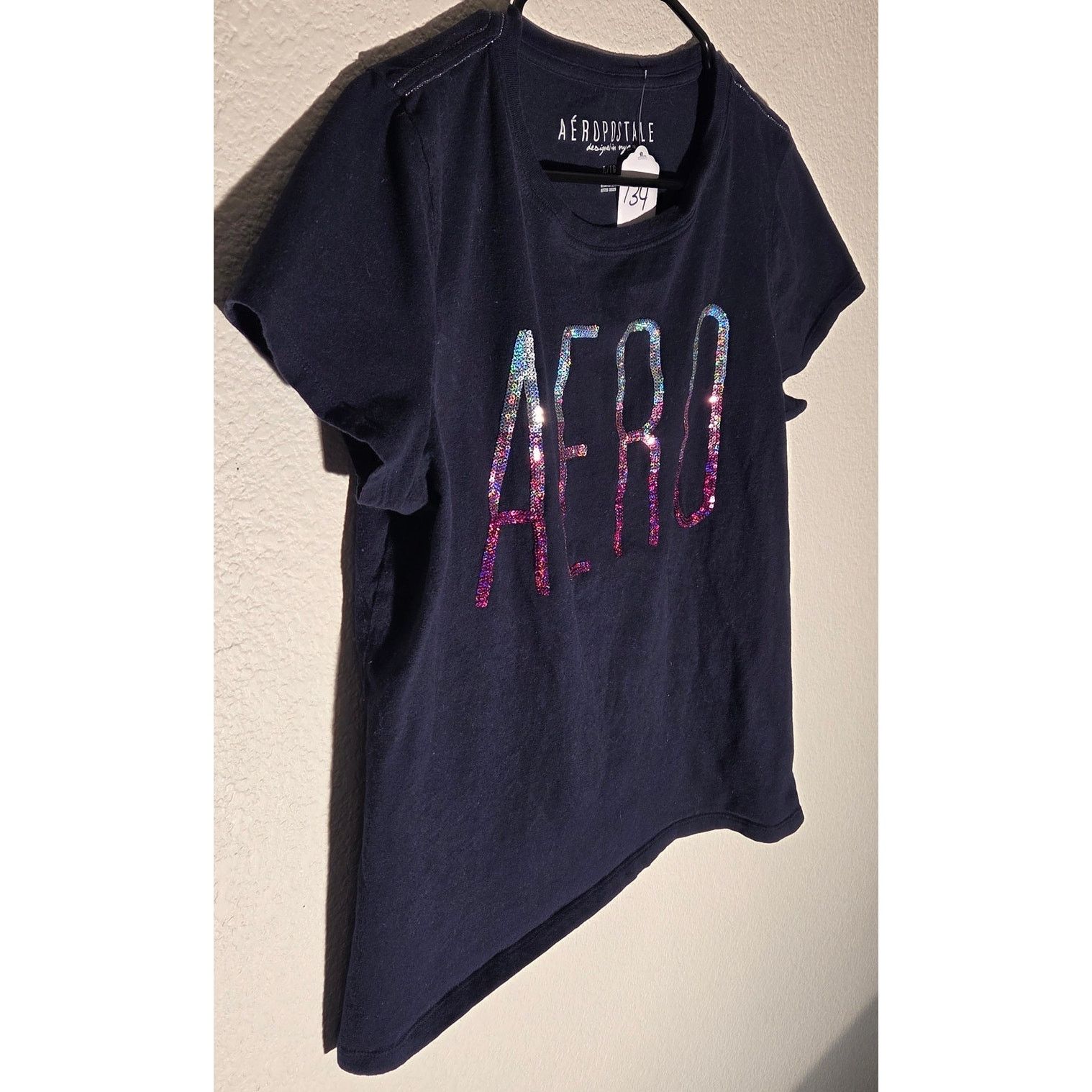 Aeropostale Aeropostale Blue Glitter Short Sleeve Tee - Girls XL Size XL / US 12-14 / IT 48-50 - 2 Thumbnail