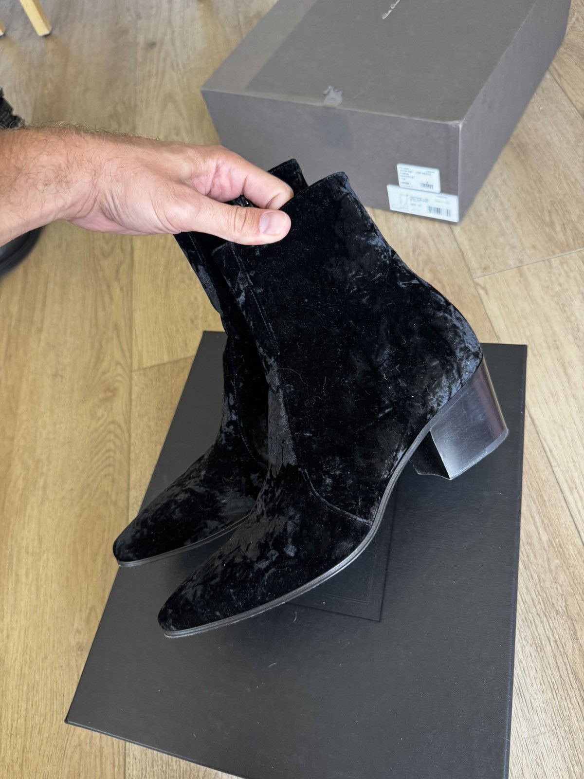 Saint Laurent Paris Vasssili 60 Velour Boots Size US 7 / EU 40 - 5 Thumbnail