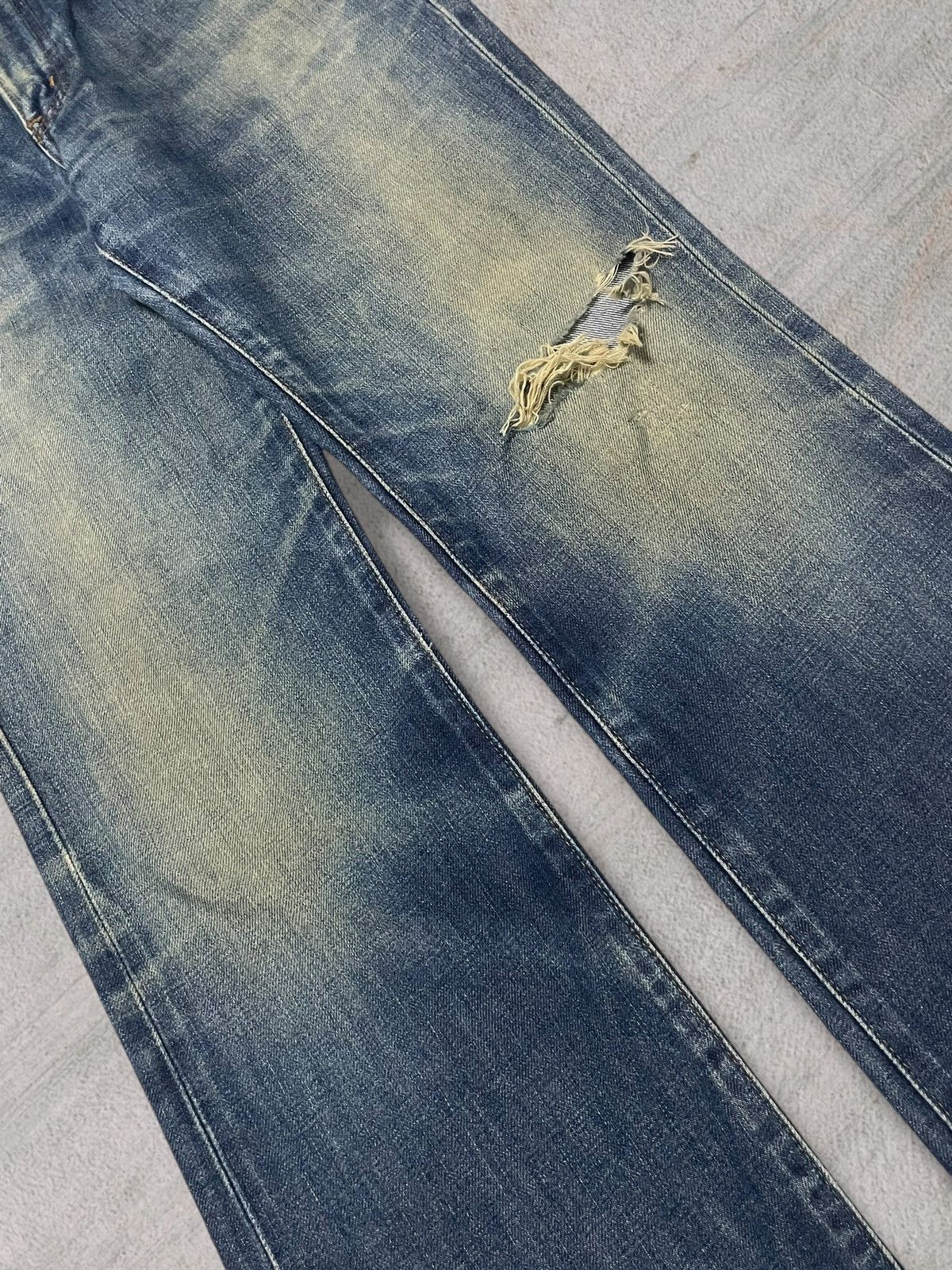 Edwin Vintage Edwin 503 Bootcut Distressed Blue Wash Bleach Jeans Size 29" - 3 Thumbnail