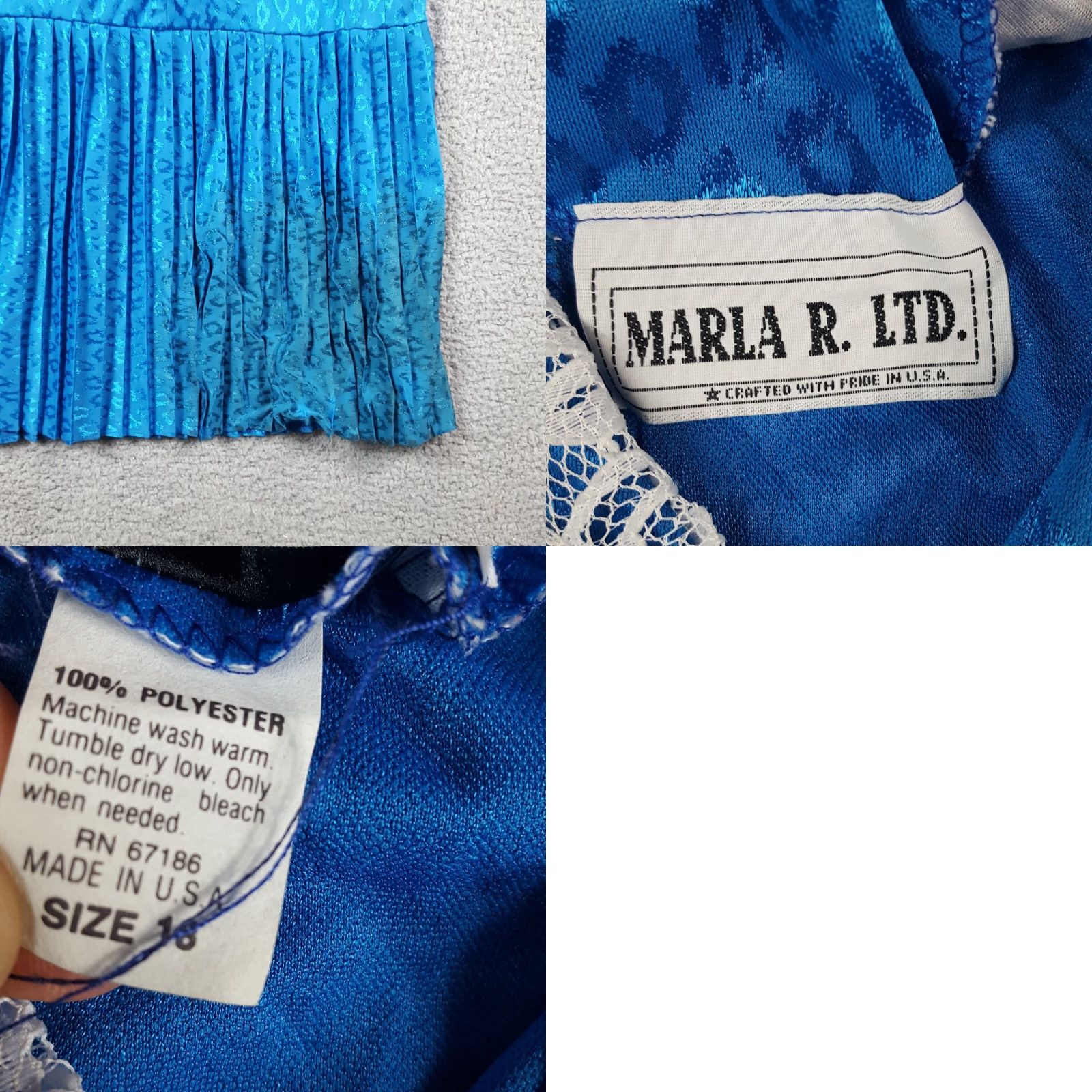 Vintage VINTAGE Vintage 80s Cocktail Art Deco Maxi Women's Size 18 Drop Waist Satin 70s Dress Blue Polyester Marla R Ltd Dress Size XXL / US 16-18 / IT 52-54 - 8 Thumbnail