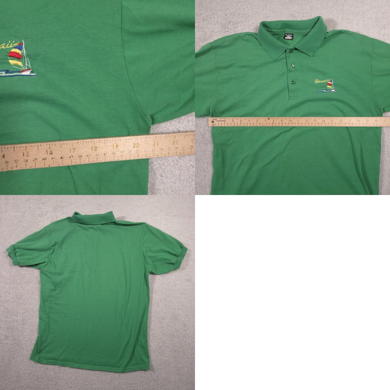 Vintage Vintage Screen Stars Polo Shirt Mens XL Green Hawaii Sailboat Embroidered 90s Size US XL / EU 56 / 4 - 9 Thumbnail