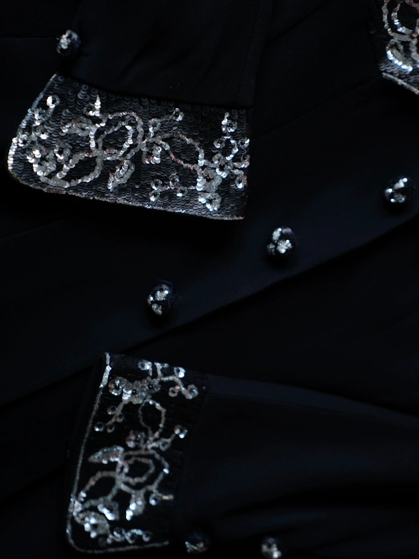 Karl Lagerfeld Karl Lagerfeld Vtg Beaded A-line Blazer Black Silver FR40 Size M / US 6-8 / IT 42-44 - 6 Thumbnail