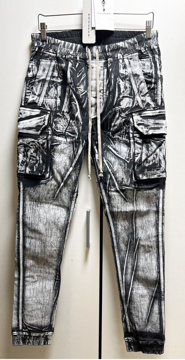 image of Rick Owens Mastodon Cut Denim Pants in Black/White, Men's (Size 36)